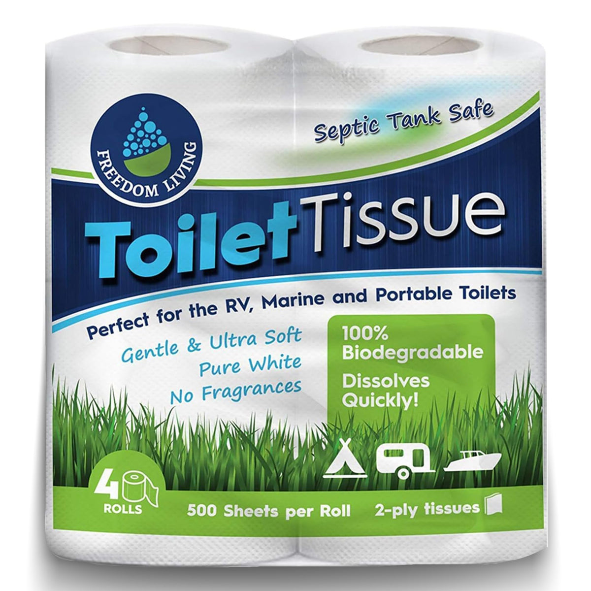 Papel Higiénico Biodegradable para Tanque Séptico, Alternativa Natural, para RV y Acampar