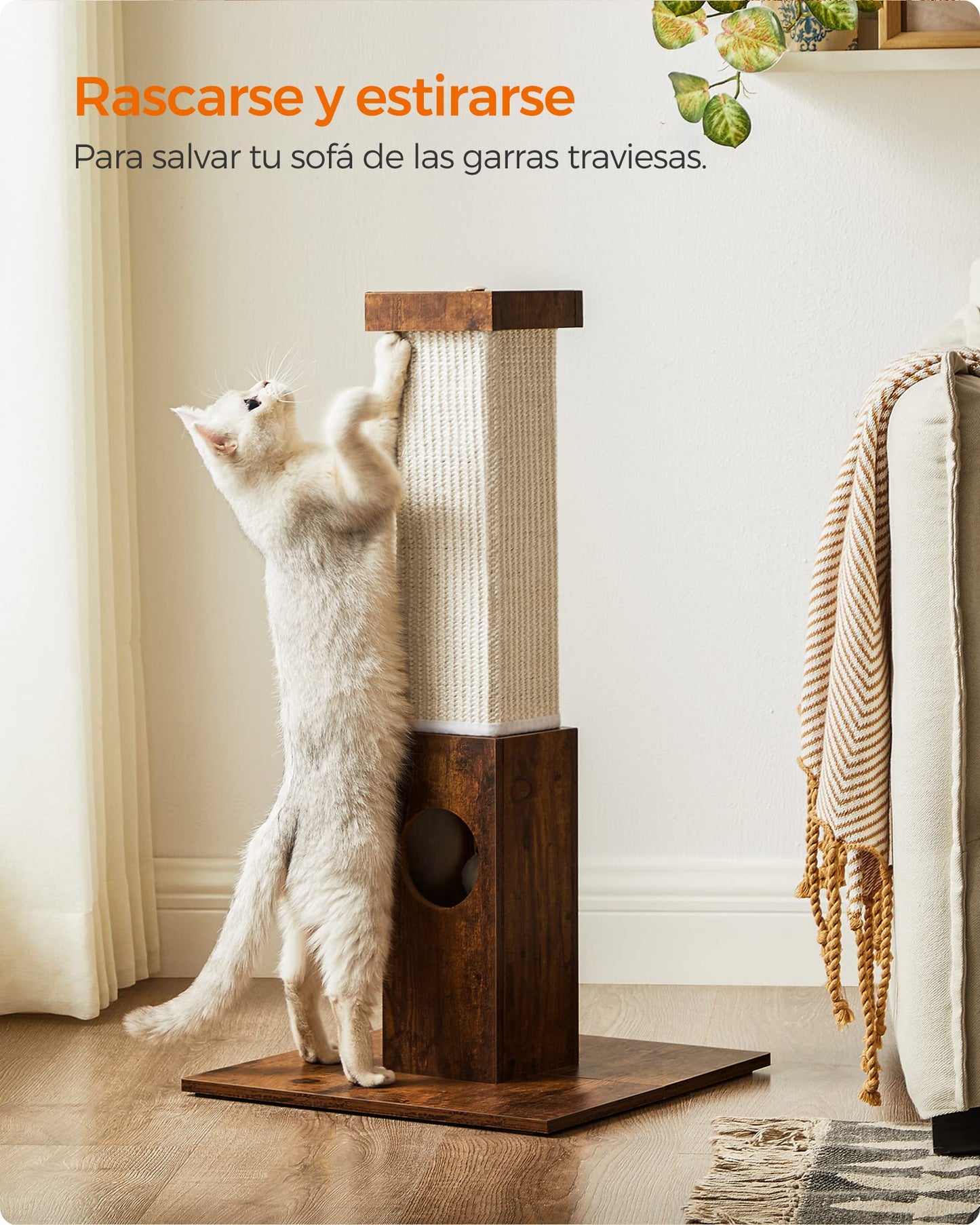 Feandrea Poste de Rascado para Gatos, 73 cm, Rascador de Sisal, Marrón Rústico MPCA021X01