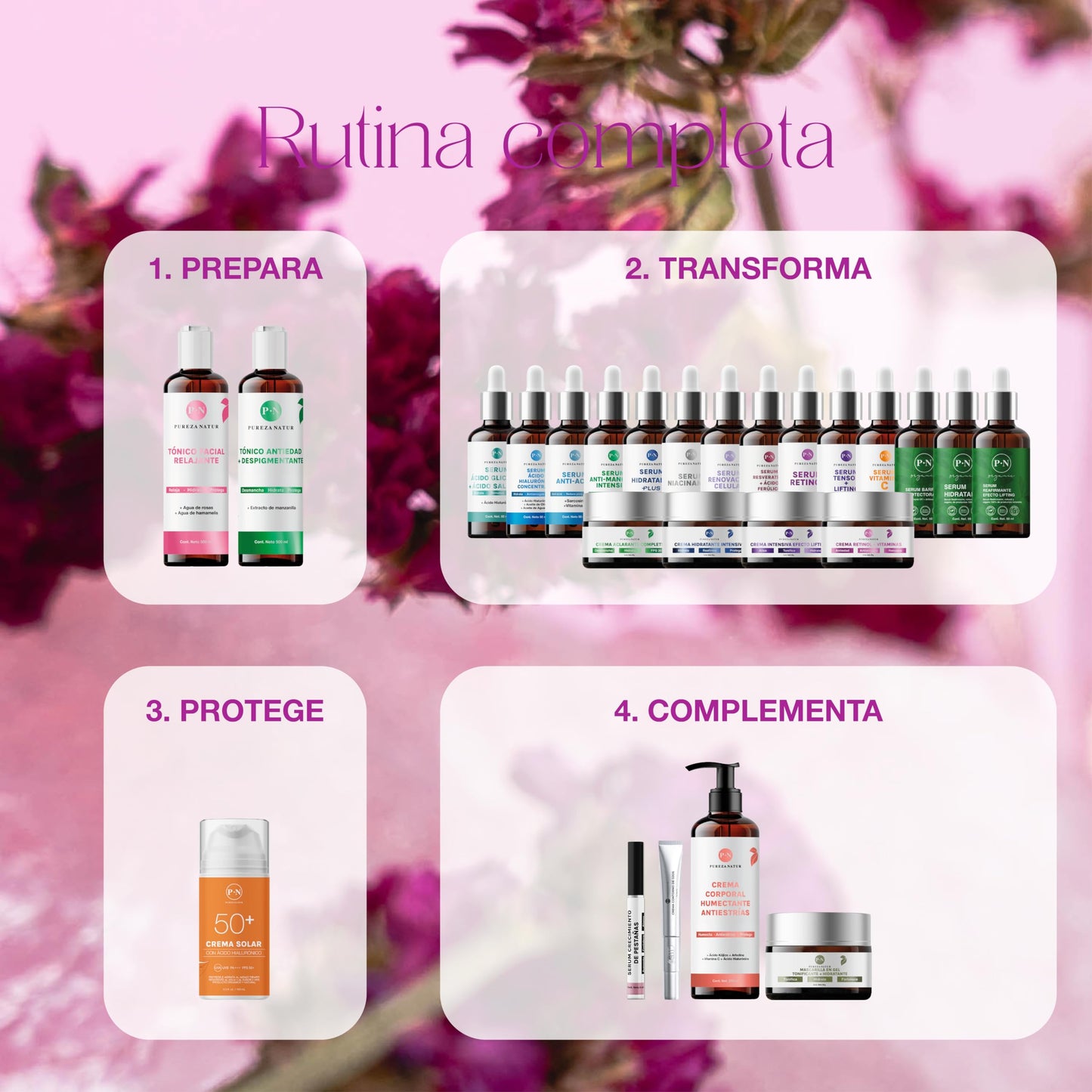 PUREZA NATUR Serum Retinol + Vitaminas A, B5, E, C + Acido hialuronico facial hidratante y reparador | Suero Reductor de líneas de expresión e imperfecciones en la piel 50ml