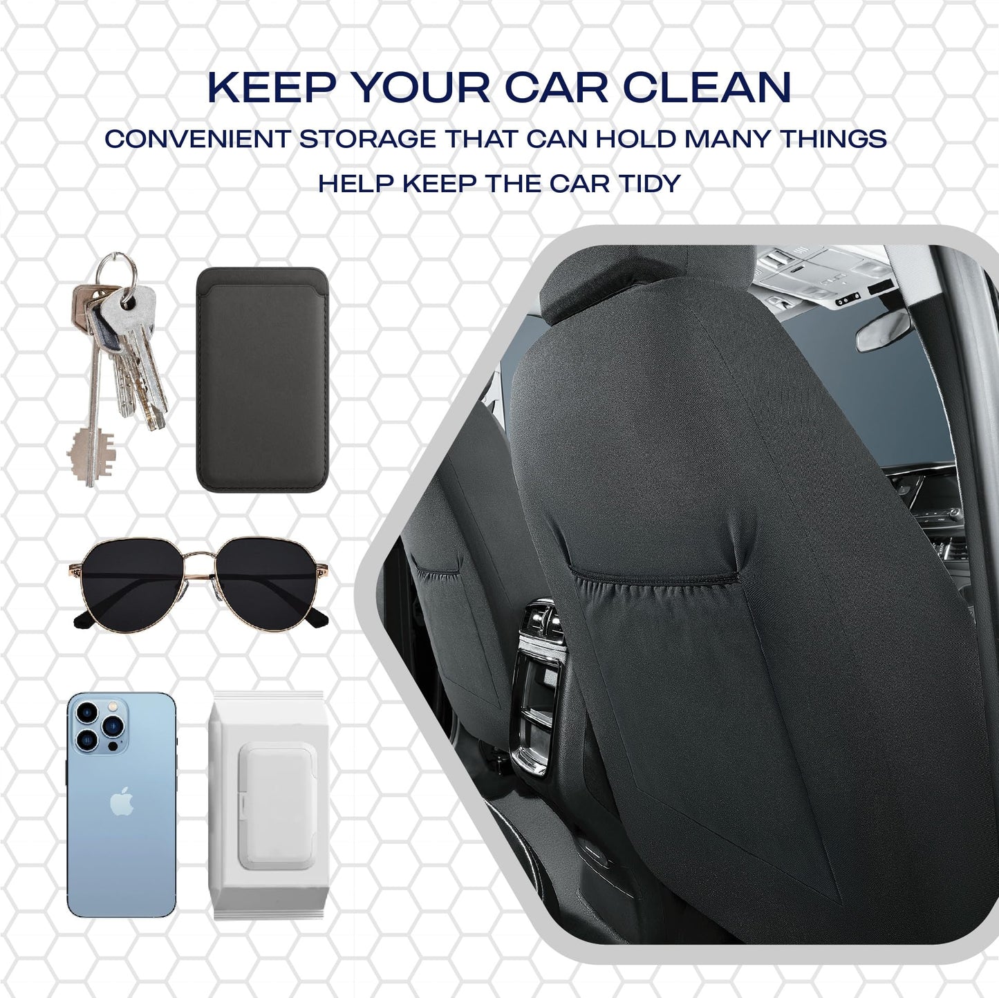Skechers Memory Foam™ - Fundas gruesas de malla refrescante para asiento de vehículos, compatible con bolsas de aire, comodidad y protección para la mayoría de vehículos, juego completo color gris
