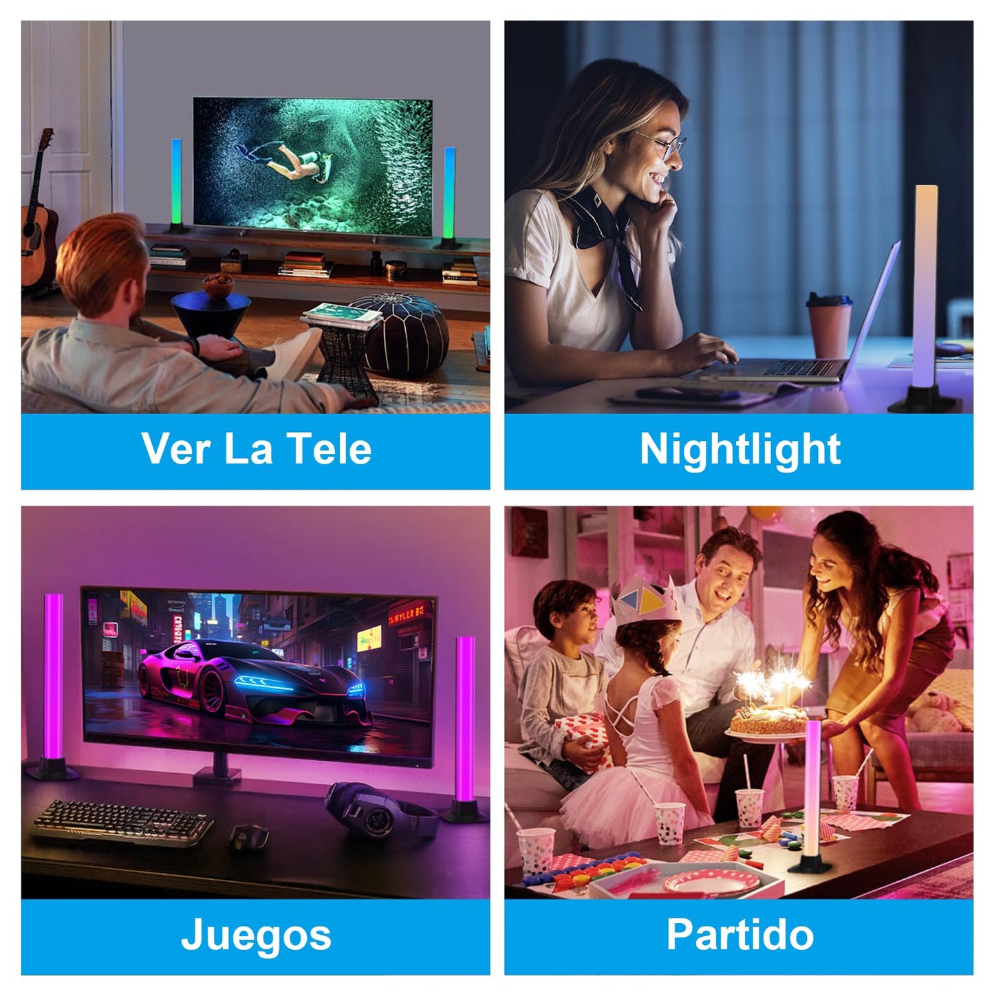 CANMEIJIA Luces Led Para TV Modo RGB, Luz Led Para Cuarto 2 Piezas, 4 Modos De Música + 10 De Escena, 16 Millones De Colores, Cronometrado, Utilizado En Sala De Juegos, Computadora De Escritorio