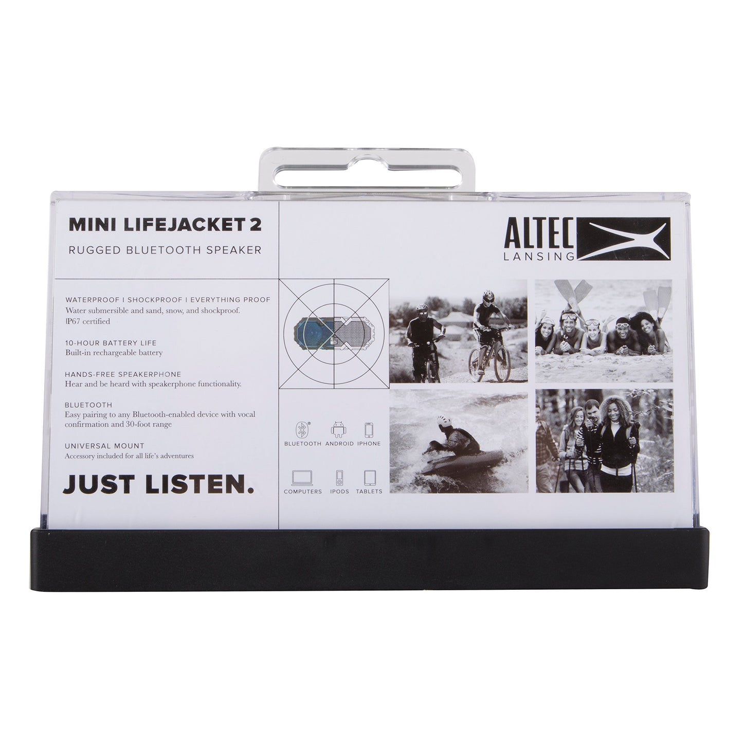 Altec Lansing IMW477-AB Mini Life Jacket 2 Altavoces Portátiles, Inalámbrico y Alámbrico, Batería, Bluetooth/3.5mm/USB, Universal, Rectángulo, Negro/Azul