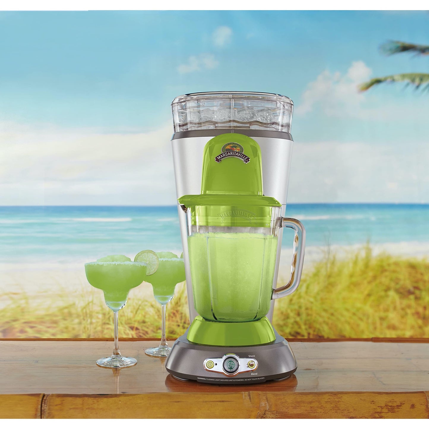 Margaritaville Bahamas - Máquina de margarita congelada de doble modo para uso doméstico con mezclador sin cerebro y jarra de 30 onzas, acero inoxidable