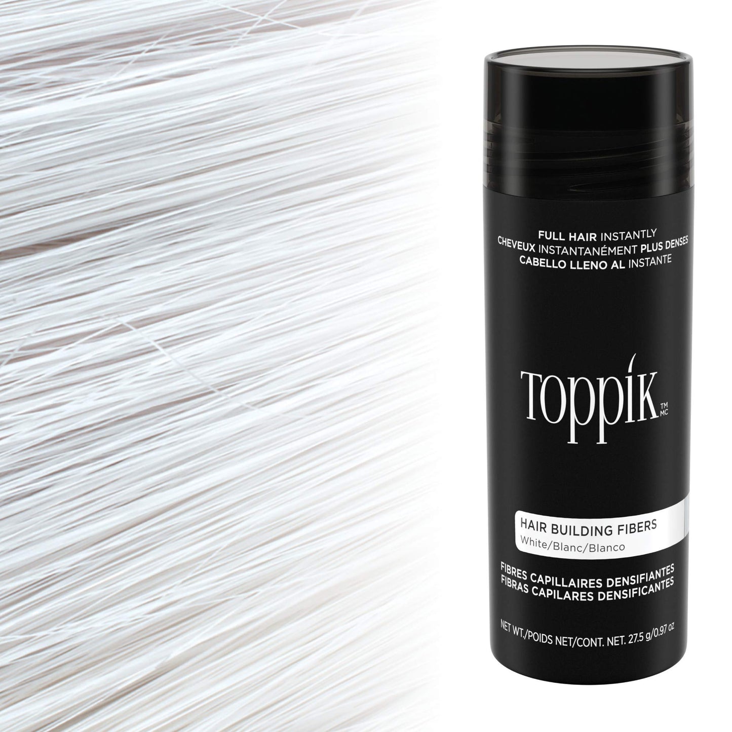 TOPPIK Hair Building Fibers, White, 1.94 oz.