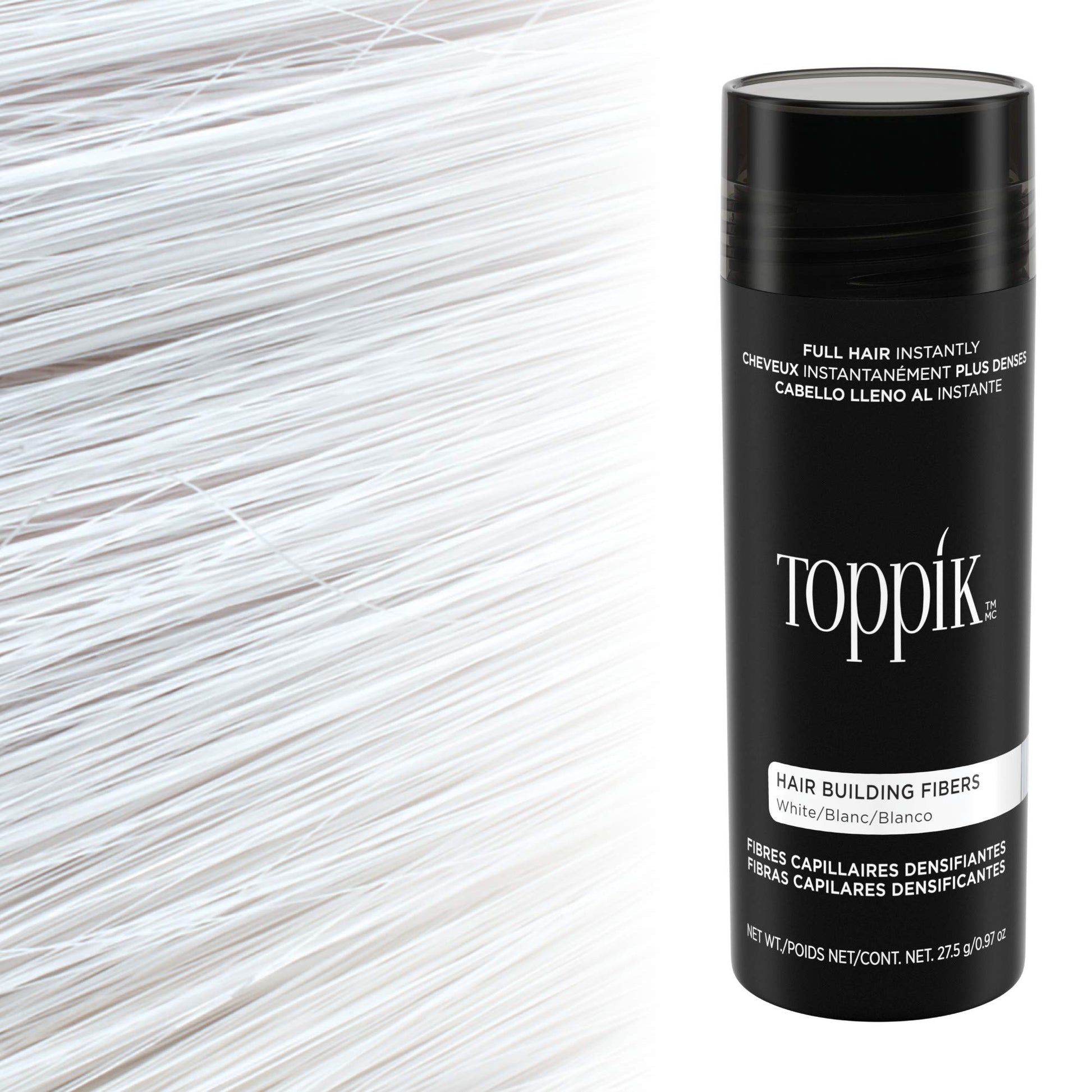 TOPPIK Hair Building Fibers, White, 1.94 oz.
