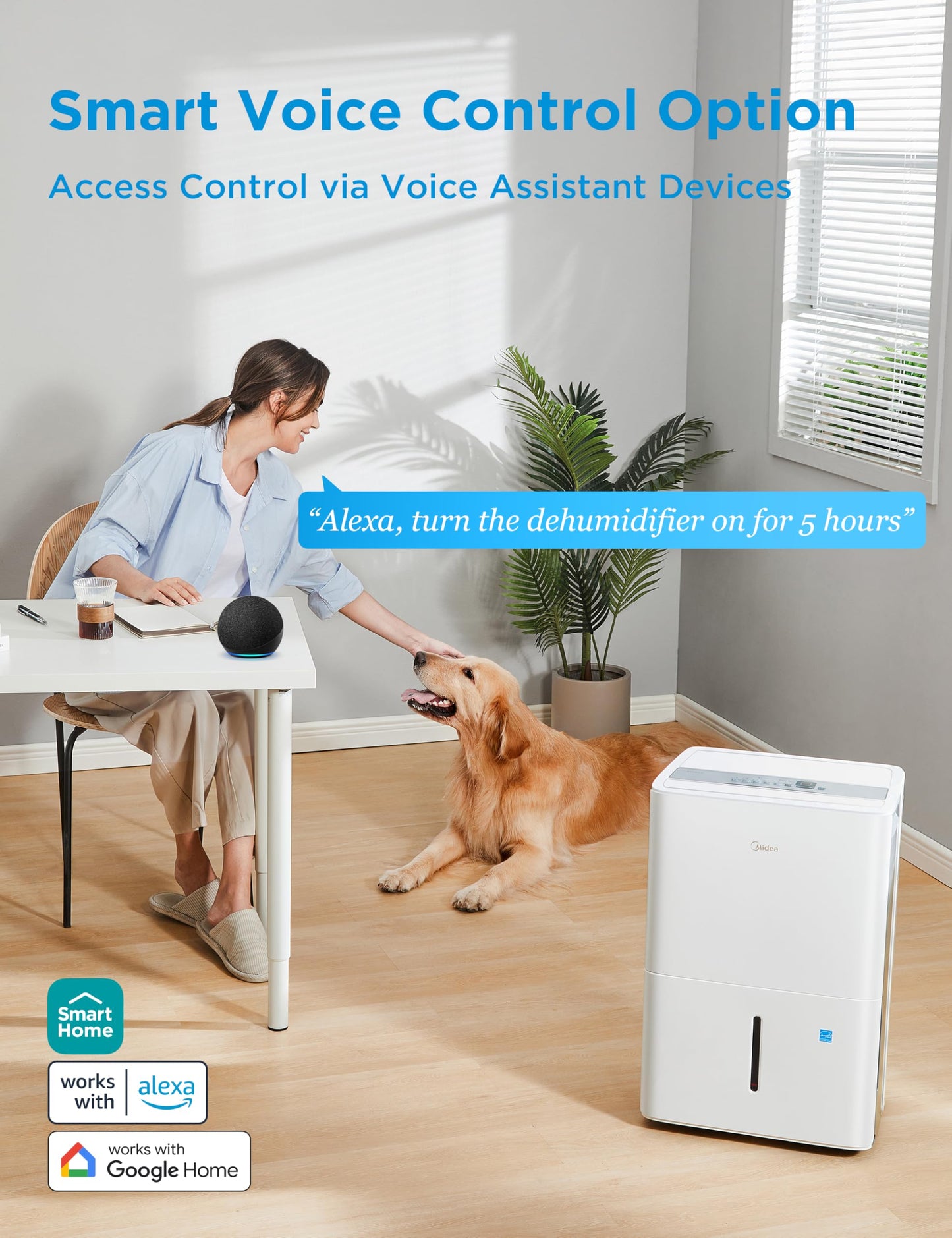 Deshumidificador Midea Blanco Certificado Energy Star con Filtro de Aire Reutilizable de 22 Pintas
