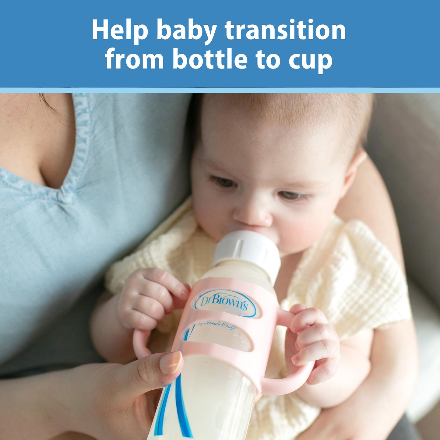 Dr. Brown's Milestones - Botella de boquilla estrecha con asas 100% de silicona, asas de fácil agarre con boquilla suave, 8 onzas/250 ml, negro, 1 paquete, 6 m+