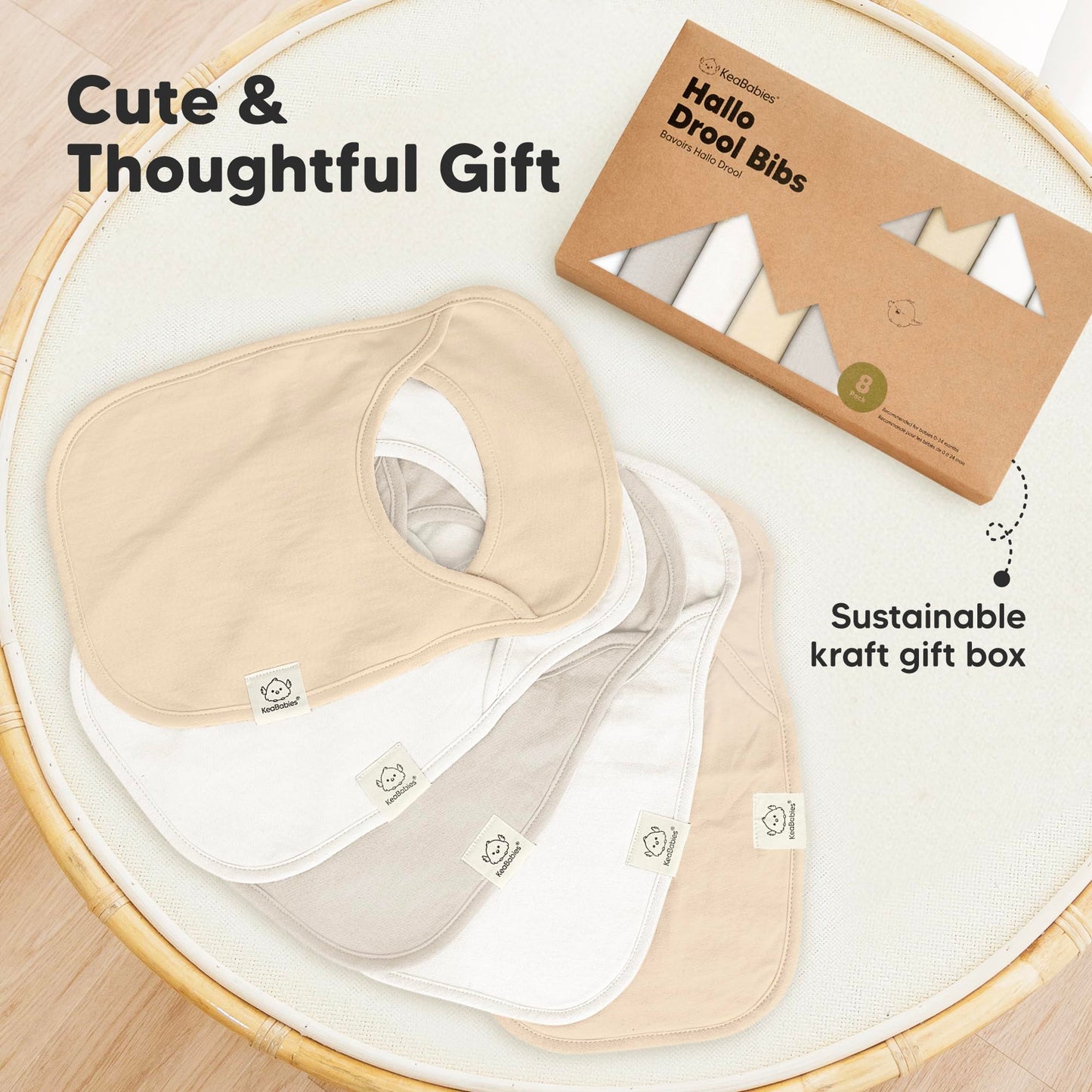 KeaBabies - Paquete de 8 baberos para bebés para niños y niñas, baberos sin botones para la dentición, bebé niña y niño pequeño, recién nacido, suave y absorbente, colores bonitos, cobertura grande