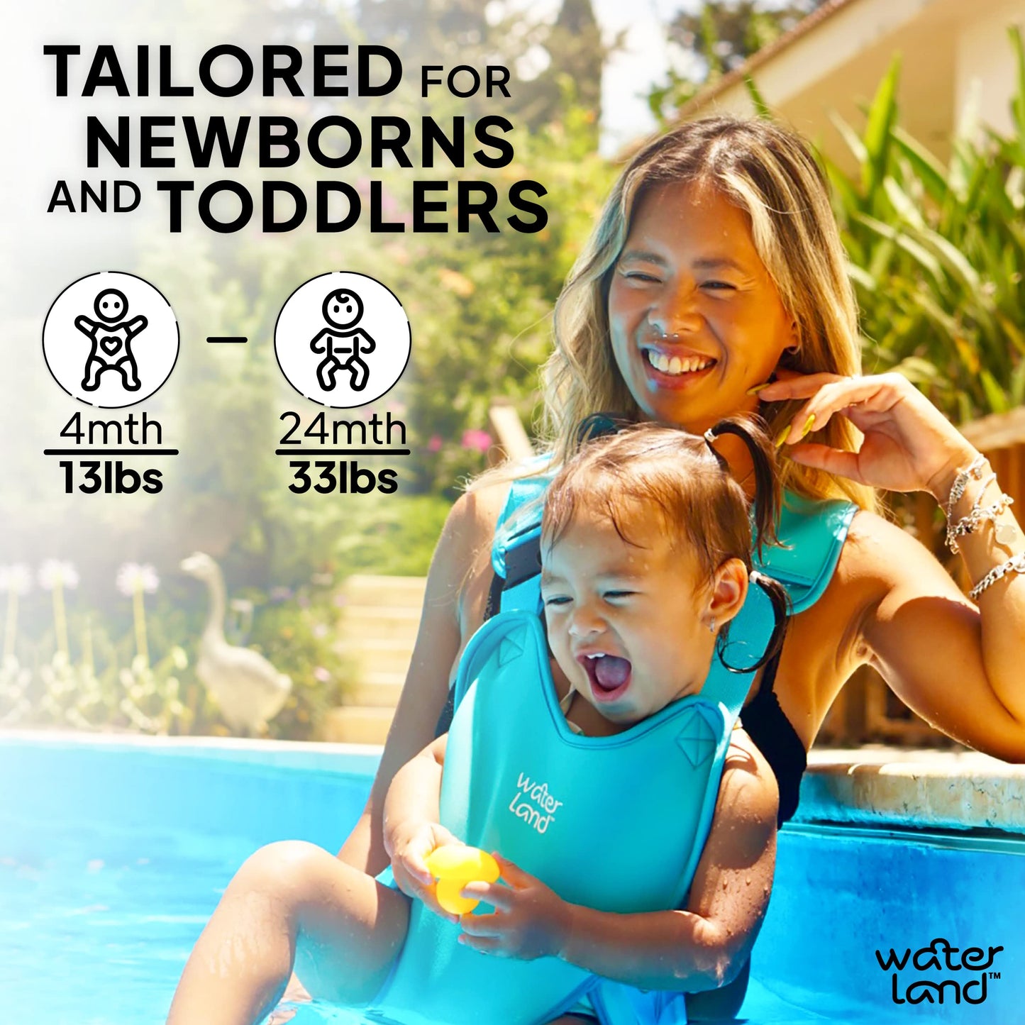 Portabebés WaterLand cielo azul claro innovador impermeable y ajustable para agua y tierra