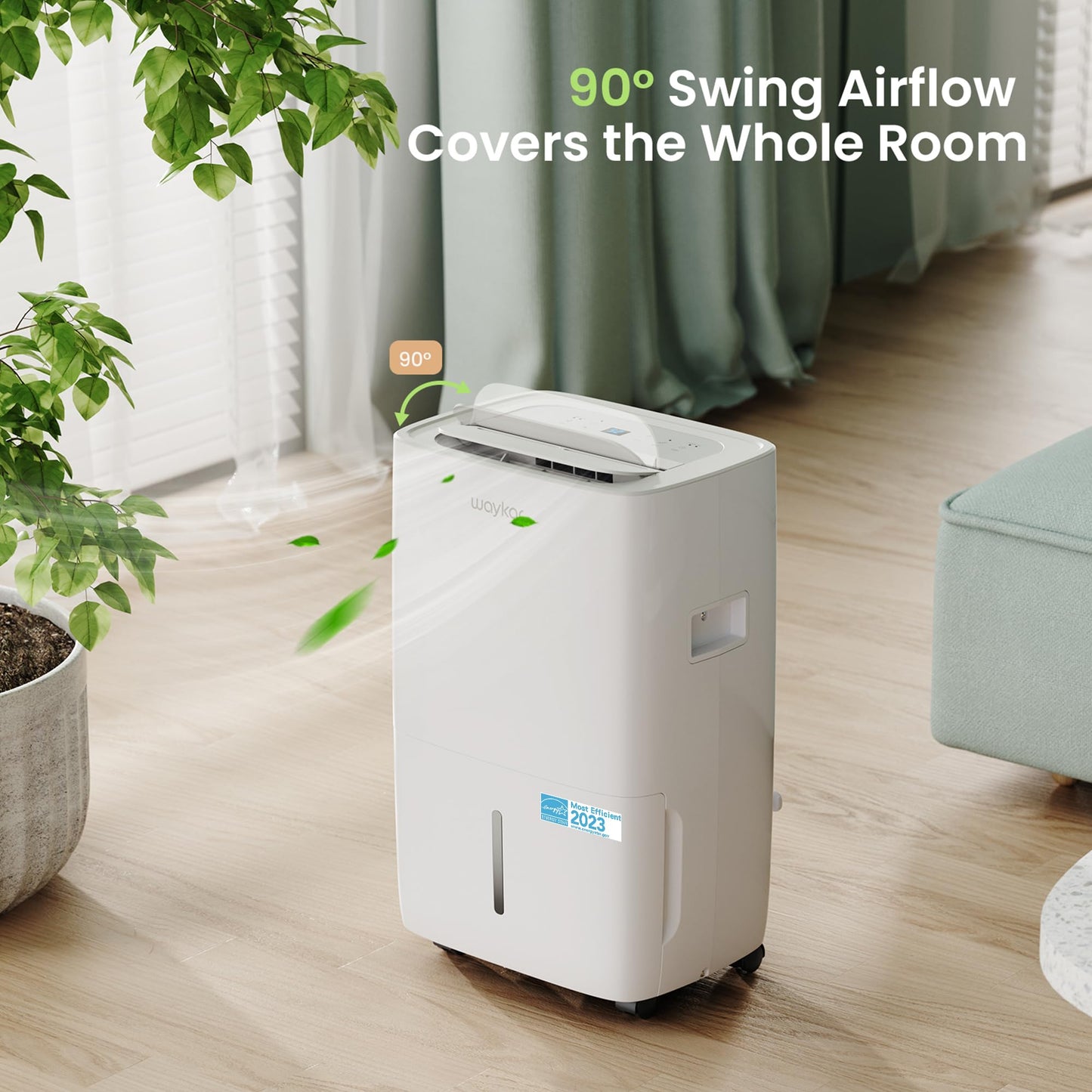 Deshumidificador Waykar Blanco 80 Pints Energy Star para Grandes Espacios y Hogares