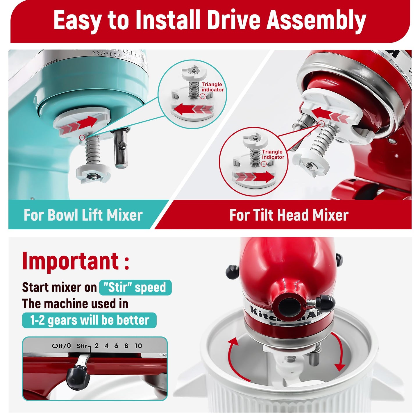 Accesorio para Helados KitchenAid Blanco Compatible con Batidoras de Soporte 4.5/5 y 6 Cuartos
