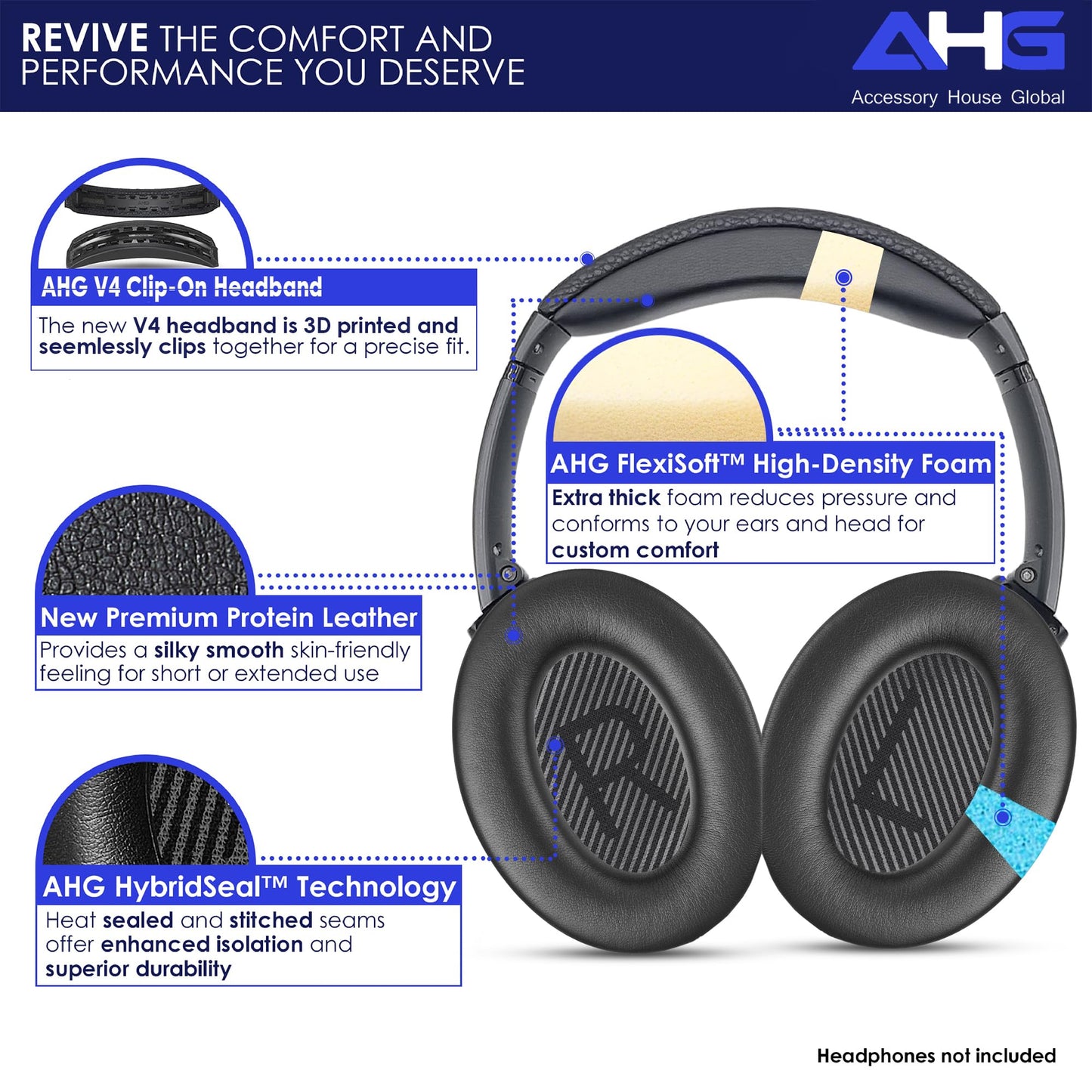 Bose QuietComfort (edición 2023), QC45, QCSE, QC35, QC35 II Combo Pack (AHG-QC-2023-BLACK-COMBO)
