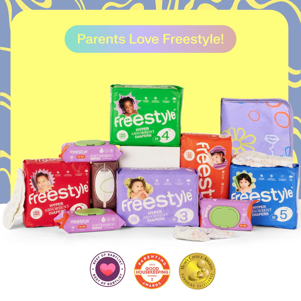 Freestyle Almohadilla Cambiadora de Pañales Portátil | Plegable, Almohadilla Cambiadora Impermeable para Bebé con Elegante Bolsa para Toallitas Húmedas | Almohadilla Cambiadora de Viaje para Recién