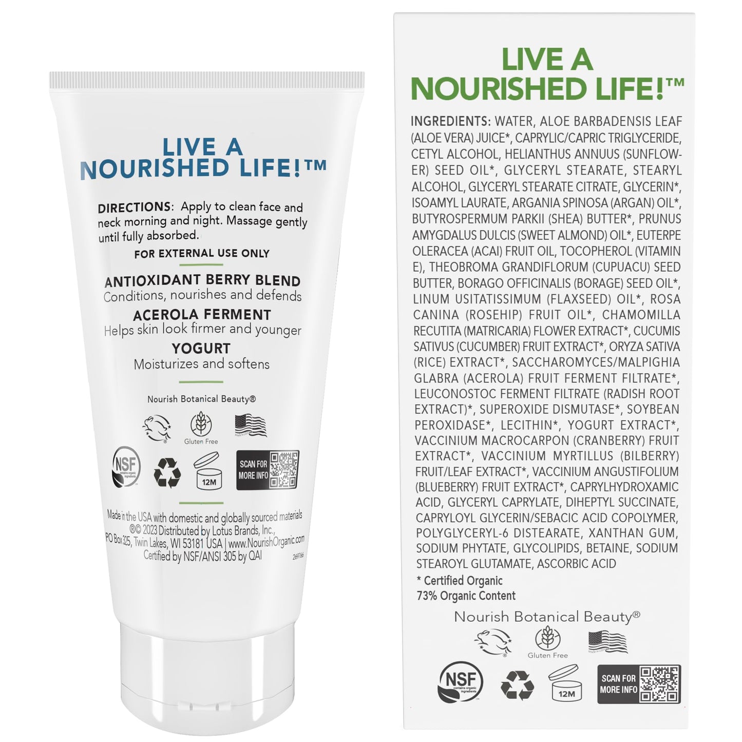Nourish Organic Nutrir orgánico | Crema facial de defensa antiedad – arándano y bayas árticas | última intervensión de OMG, última intervensión de crueldad, sin fragancia (1.7 oz)