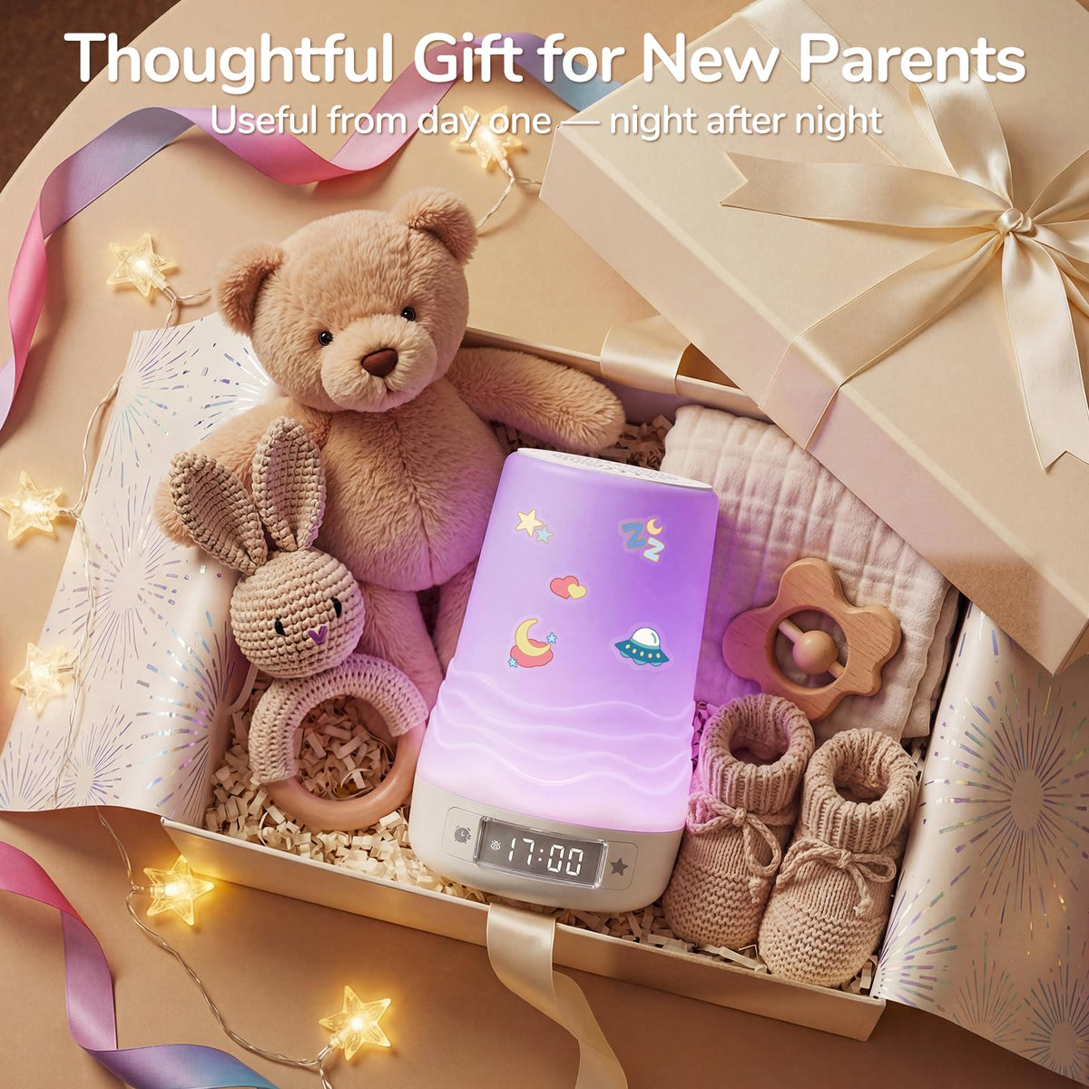 Mewaii Máquina de ruido blanco para bebés y adultos, luz nocturna RGB de 360°, detección de llanto con IA, control por app, 100 sonidos relajantes, creador de rutinas de sueño, artículos esenciales pa
