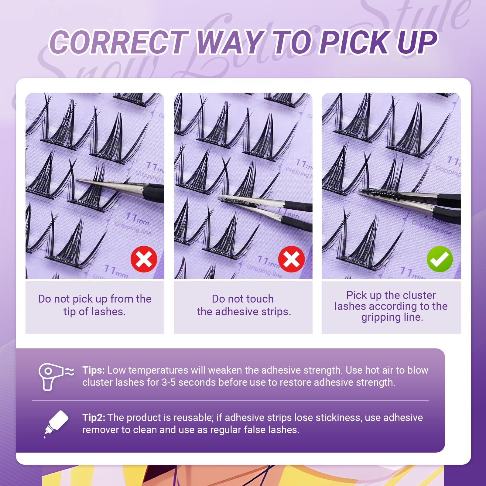 NAGARAKU Grupos De Pestañas Autoadhesivos Para 40 Pcs No Necesita Pegamento Ni Removedor Presión En Un Solo Paso Pestañas Reutilizables Prepegadas En Casa Loto de Nieve (SA-13,0.07 C Curl 10-12mm)