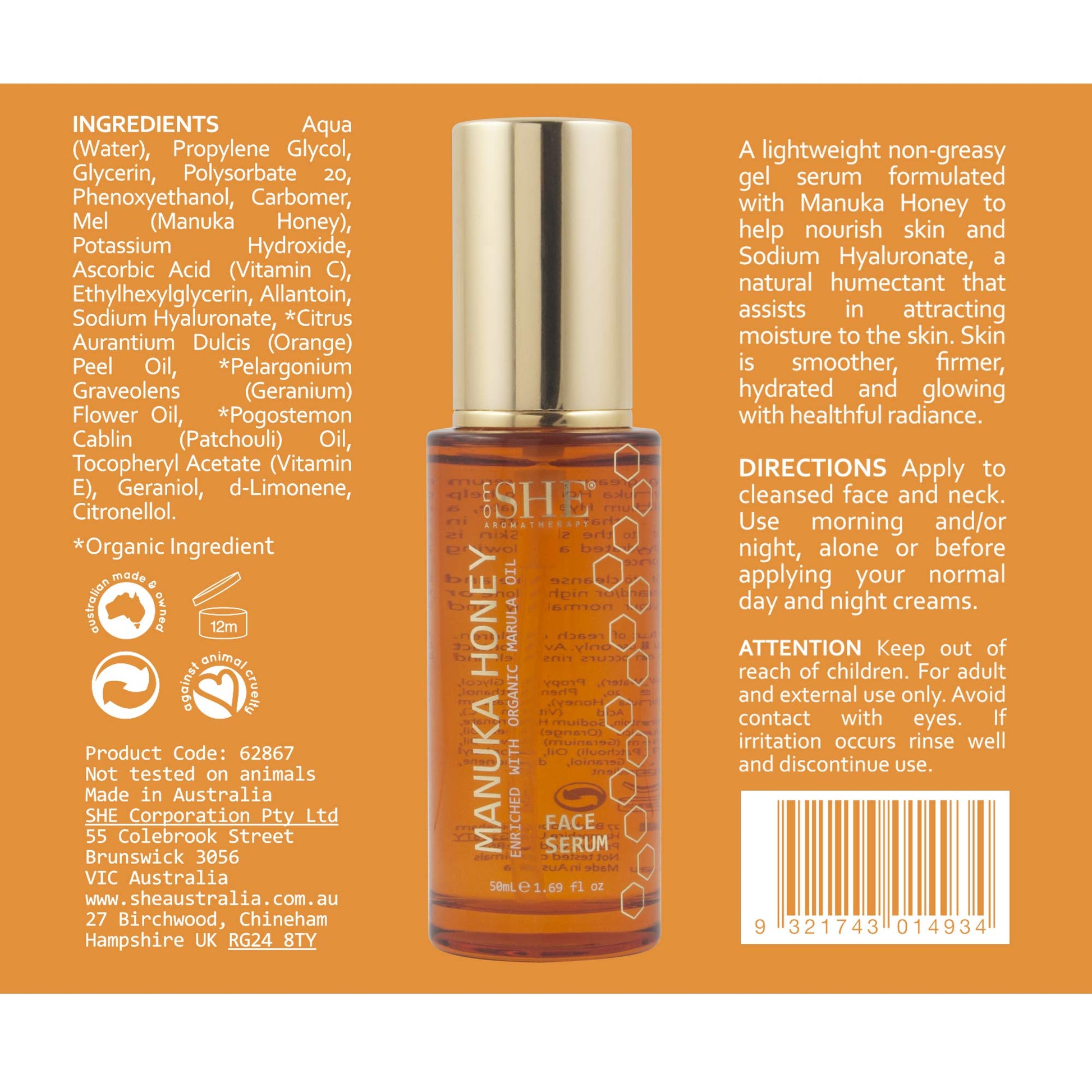 Sérum Facial OM SHE Aromaterapia Miel Manuka