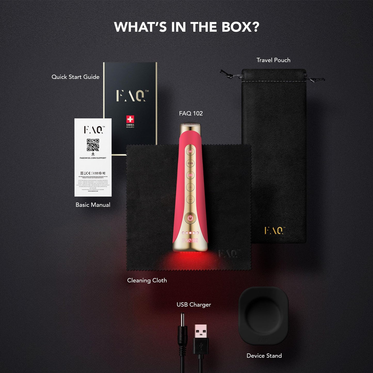 FAQ 102 - Radiofrecuencia facial - Masajeador facial reafirmante - Luz roja LED para el cuidado de la piel - Alta frecuencia para tonificación - Tratamiento antiarrugas - Pink Ruby