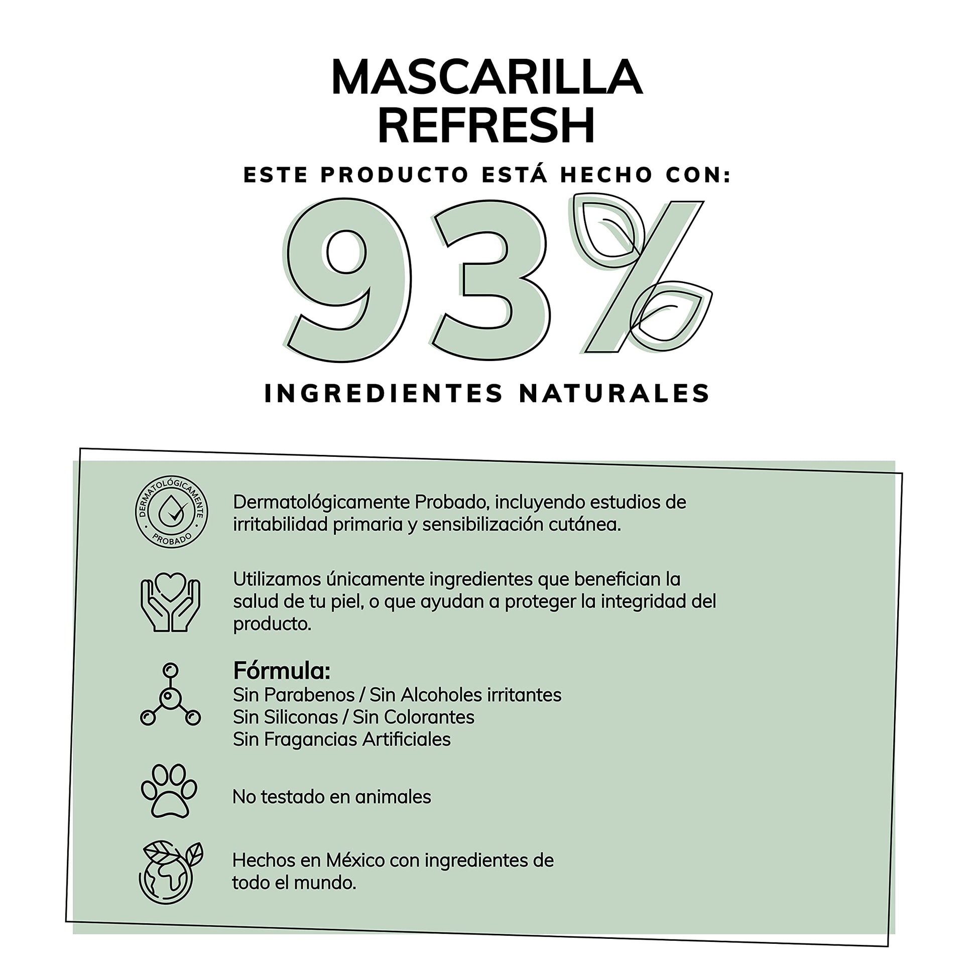 Mascarilla Facial Refrescante e Hidratante- Arcillas Puras (Kaolíin y Bentonita) + Aloe Vera+Xilitol- Limpia e Hidrata- Energiza y Suaviza-Desinflama y Refresca-Tonifica-93% Ingredientes Naturales- Piel Normal a Grasa- Sin Parabenos-Sin Fragancias Artific