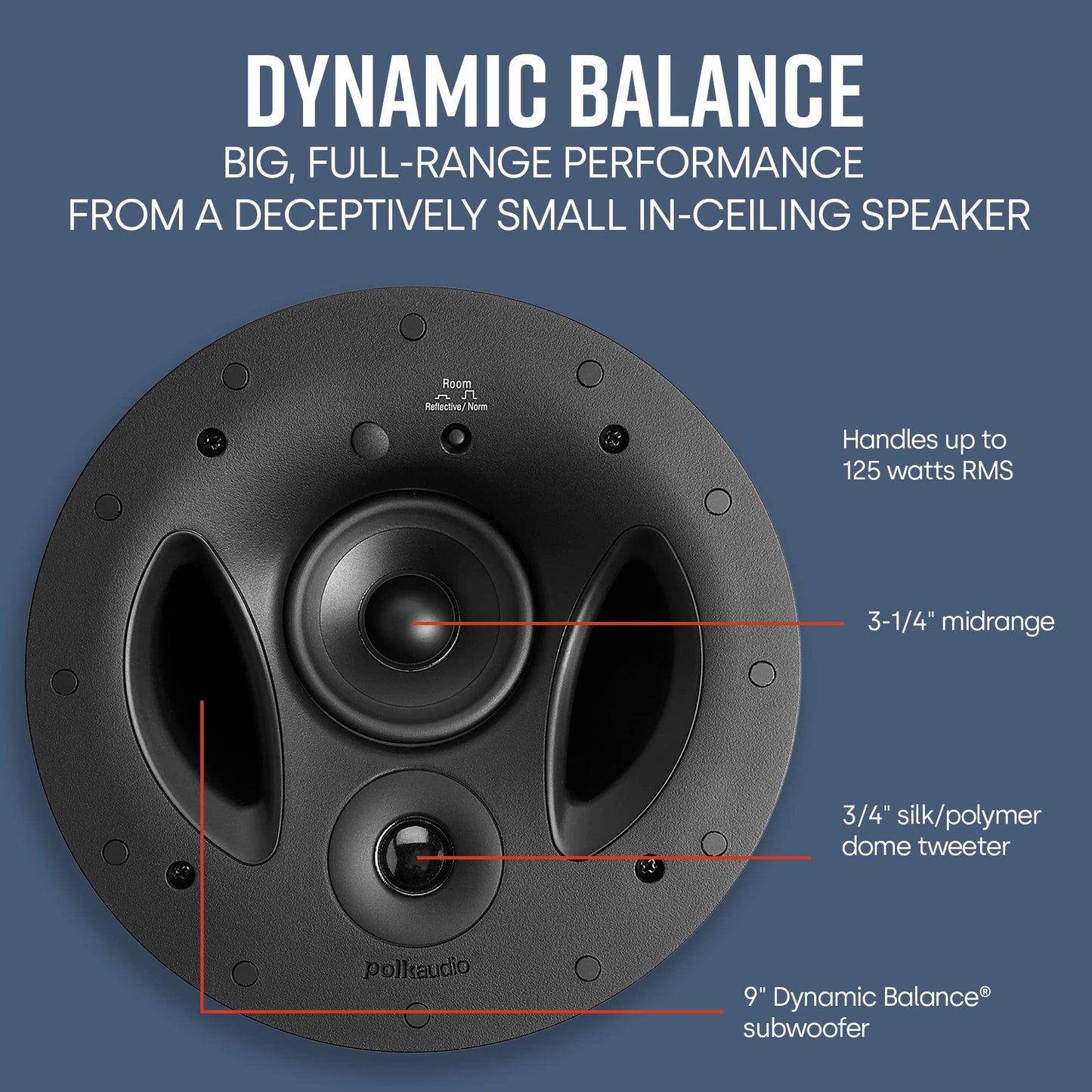 Polk Audio 90 RT bandpass Dual-Port techo Bocina de rango completo