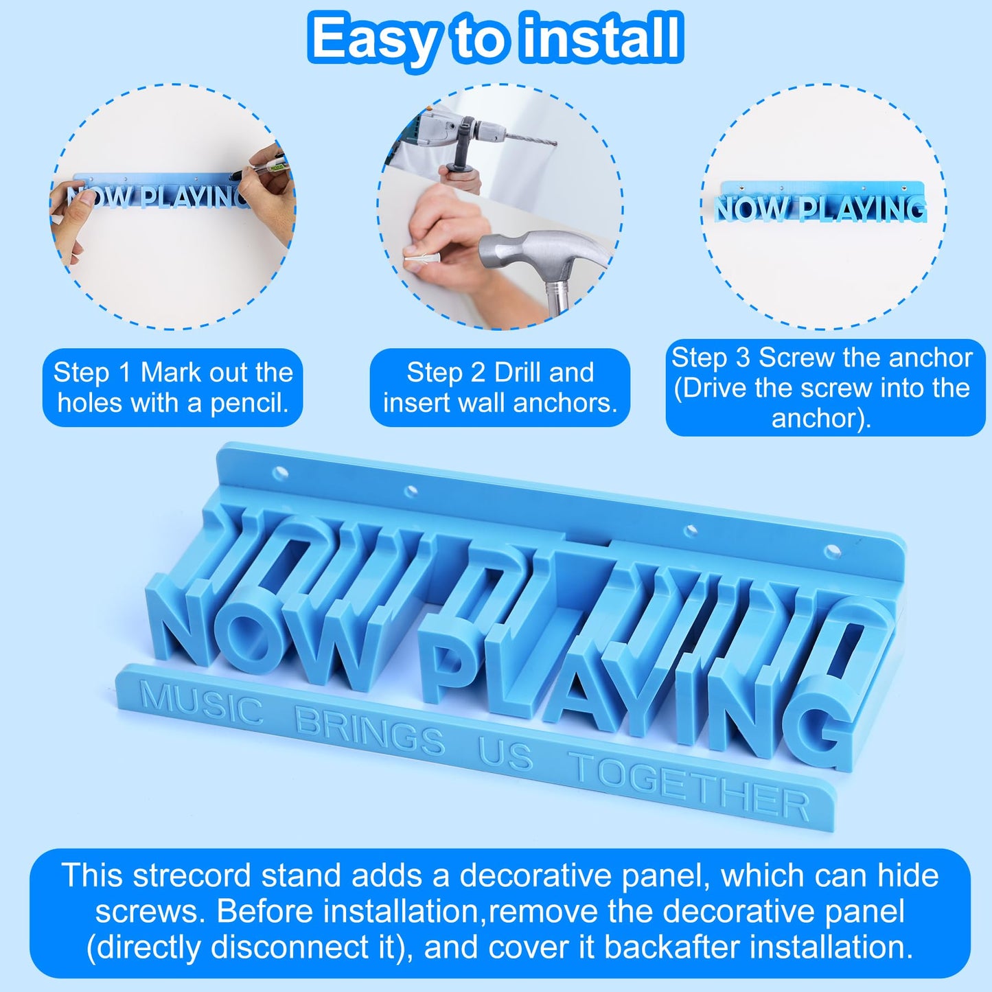 Aivwis - Soporte para discos de vinilo con actualización de ahora, soporte para discos de vinilo, estante para discos 3D exótico montado en la pared, decoración de pared para el hogar u oficina,