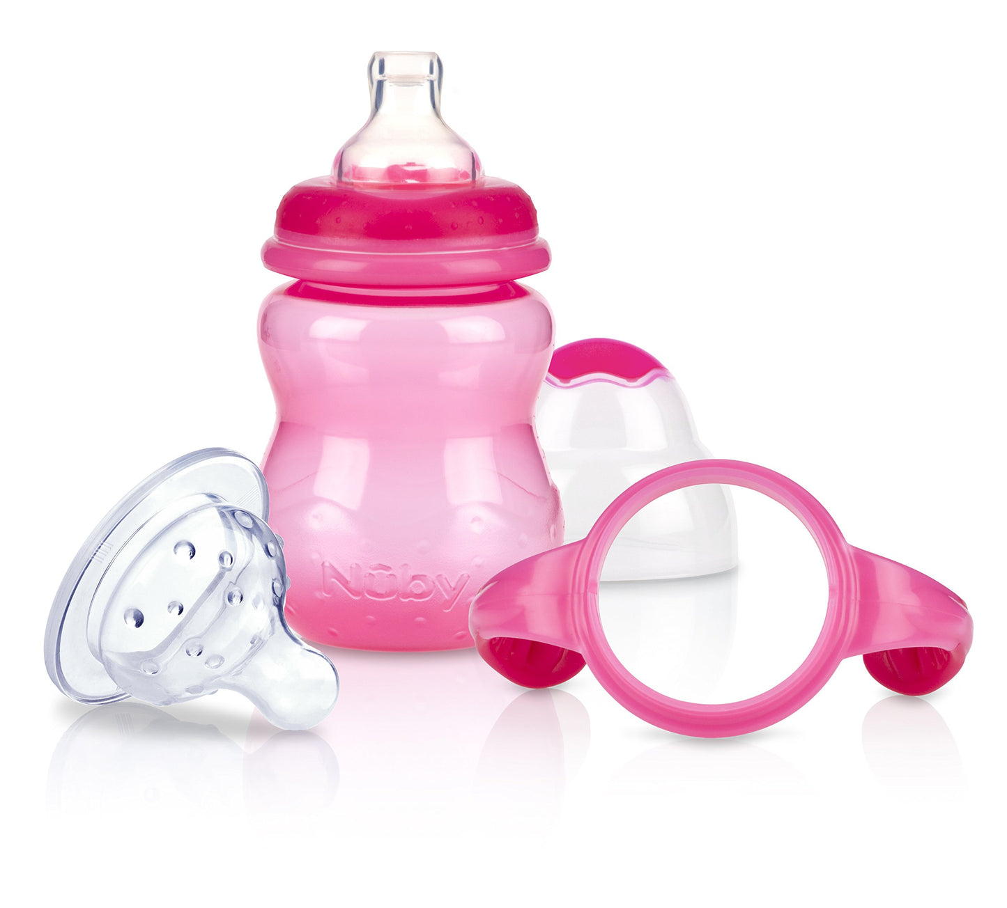 Botella de Cuello Ancho Nuby Multicolor sin Goteo de 3 Etapas para Niños