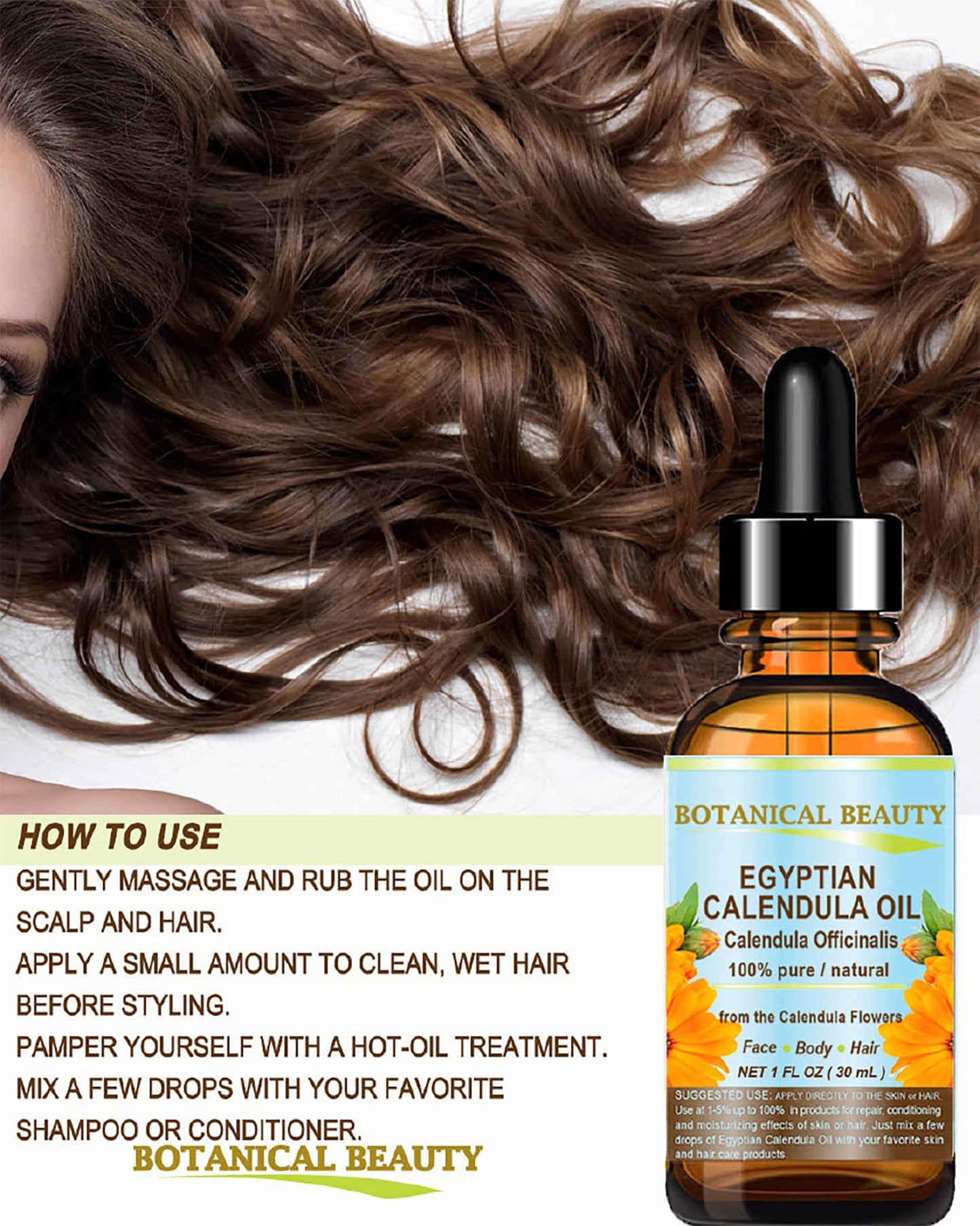 CALENDULA OIL Calendula Officinalis Marigold Oil 100% Pure Natural for FACE, SKIN, BODY, HAIR, NAILS 0.5 Fl.oz.- 15 ml by