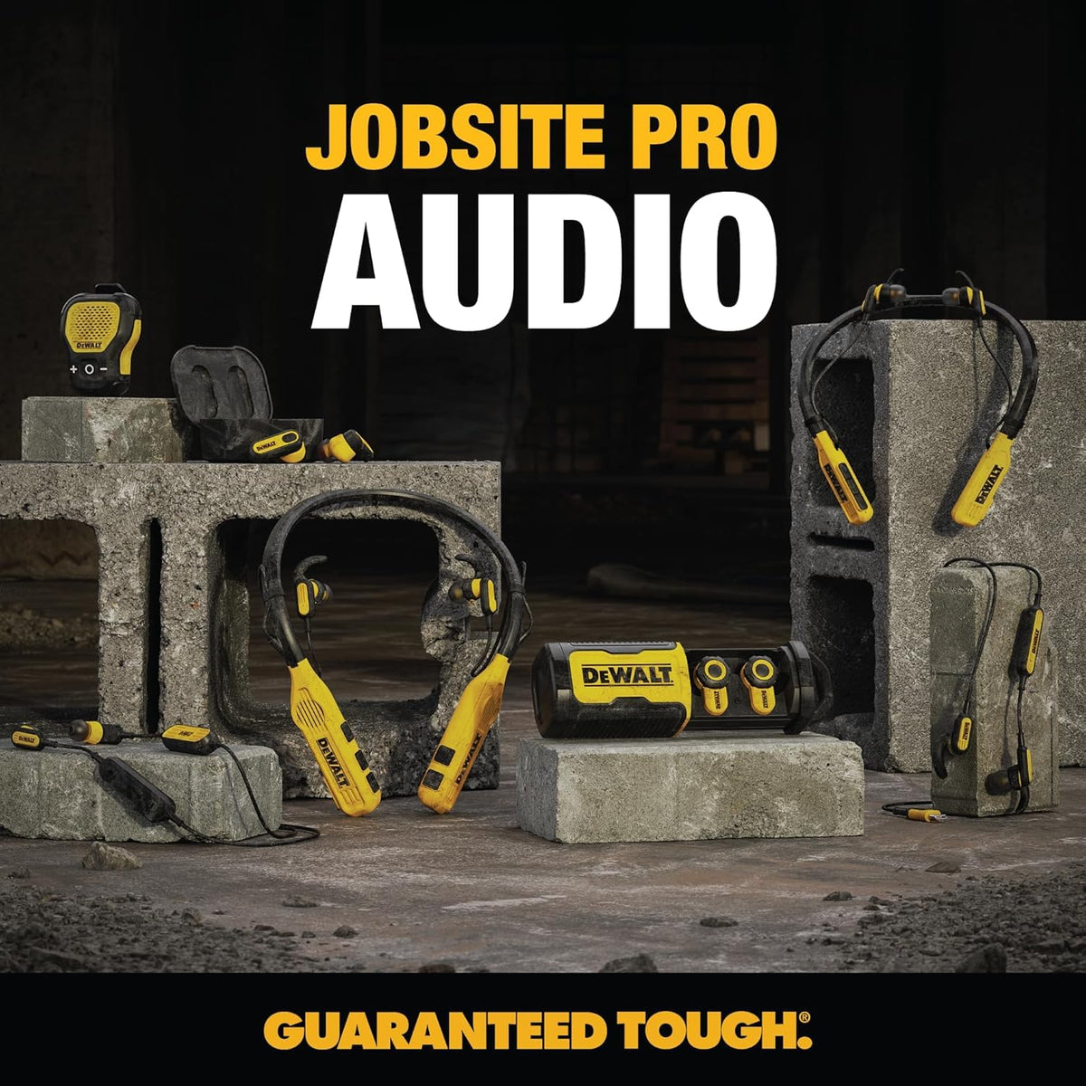 Auriculares Inalámbricos Bluetooth DEWALT Negro con Reducción de Ruido Jobsite Pro X2 ANC True