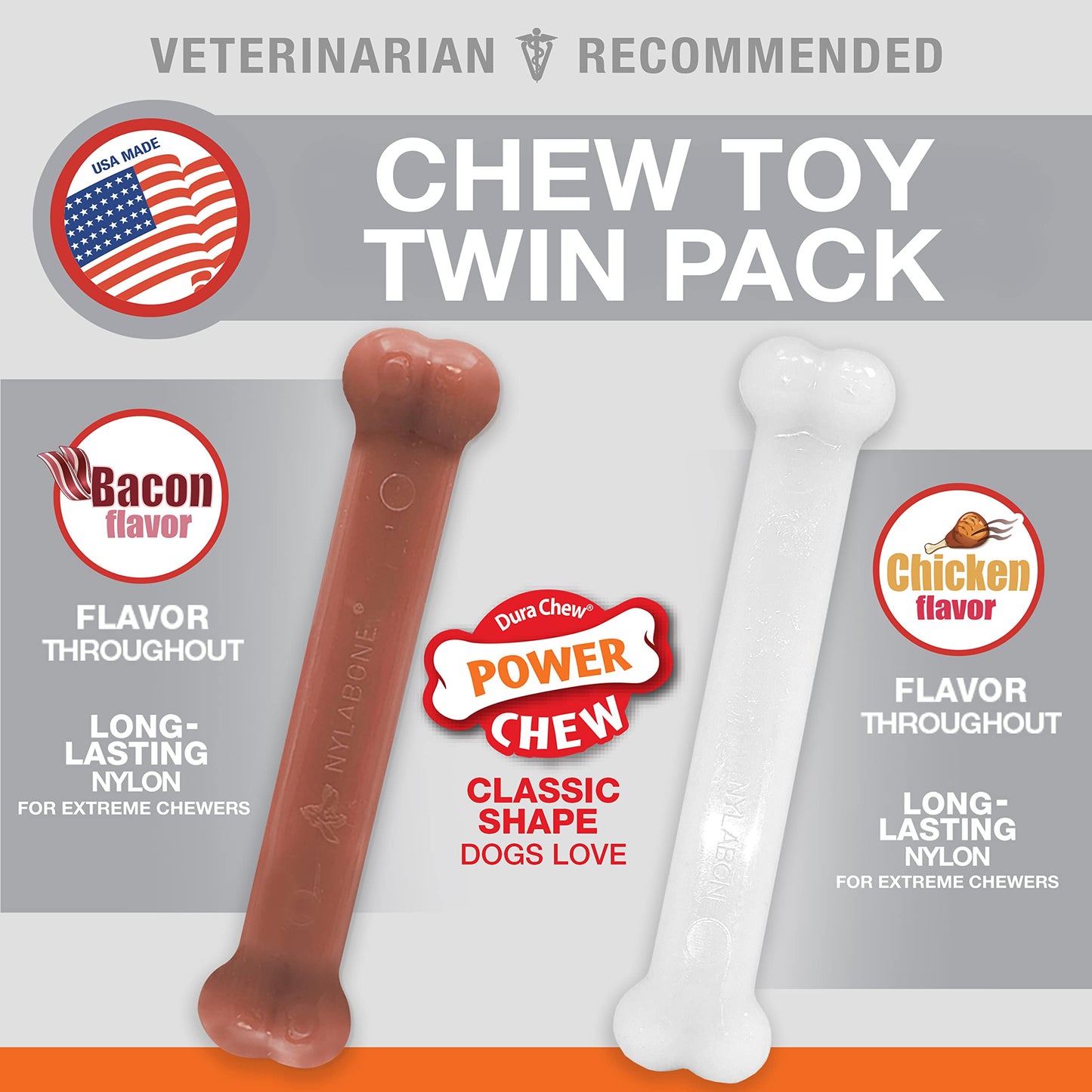 Juguete para Perro Nylabone Blanco Sabor Tocino Large
