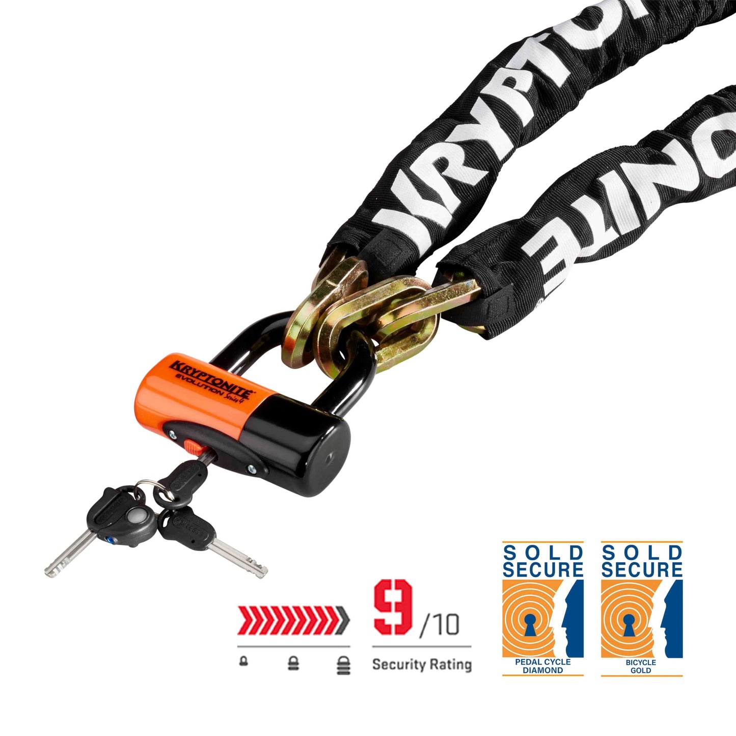 Kryptonite 999515 negro 12mm x 39" (1210) New York Chain and Evolution Series-4 Orange 14mm Disc Lock