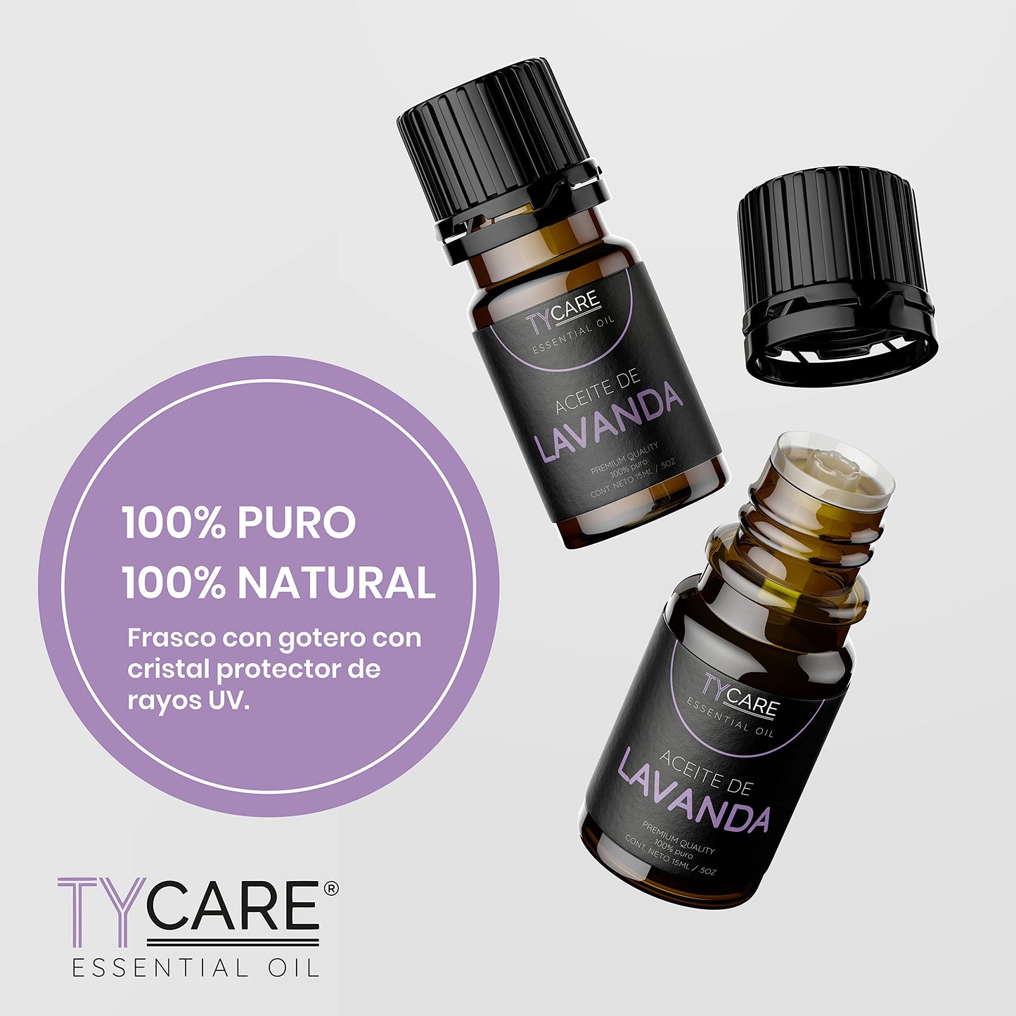 Aceite Esencial de Lavanda TY CARE Dulce y Herbáceo Premium 100% Puro 15 ML