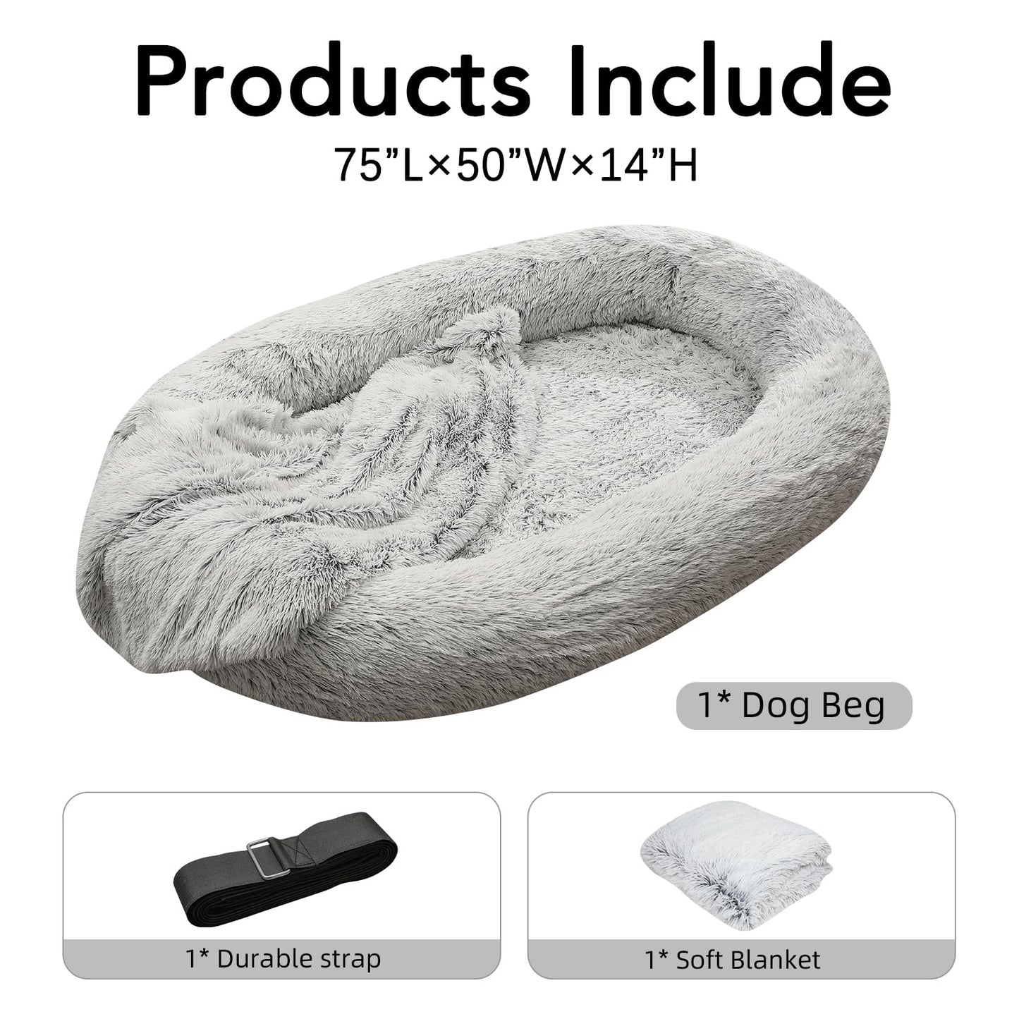 DMTINTA Cama Para Perros Humanos 75 "* 50" * 14 "Camas Para Perros Para Perros Grandes Cama Gigante Para Perros Cama Para Perros De Tamaño Humano Para Personas 3D Esponja Bean Bag Cama Desmontable Gra