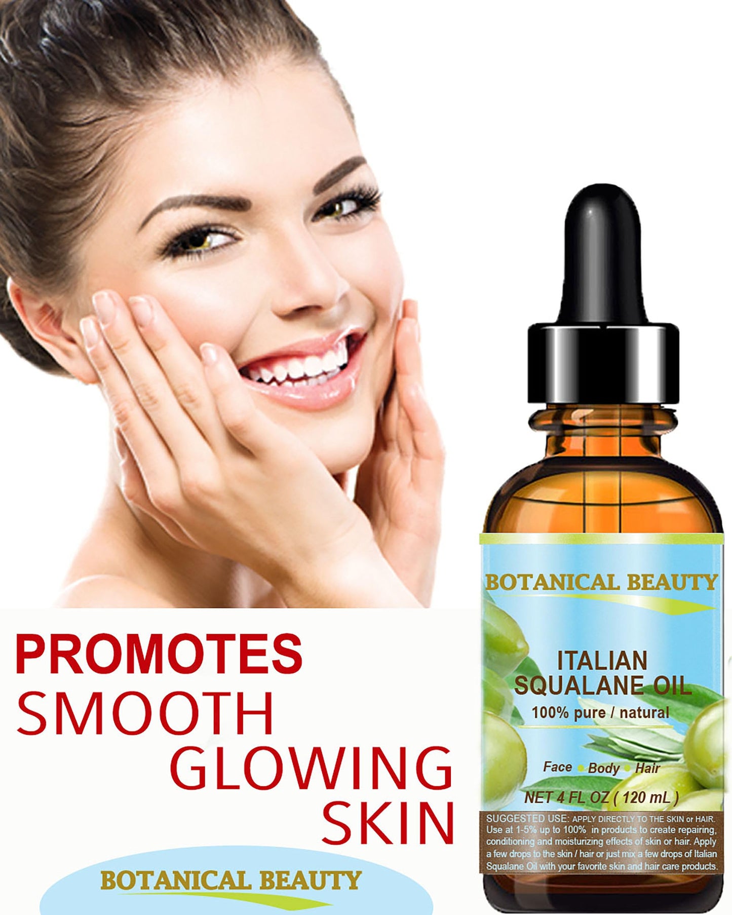 SQUALANE Italian. 100% Pure / Natural / Undiluted Oil. 100% Ultra-Pure Moisturizer for Face , Body & Hair. Reliable 24/7 skincare protection. 1 fl.oz- 30ml. by Botanical Beauty.