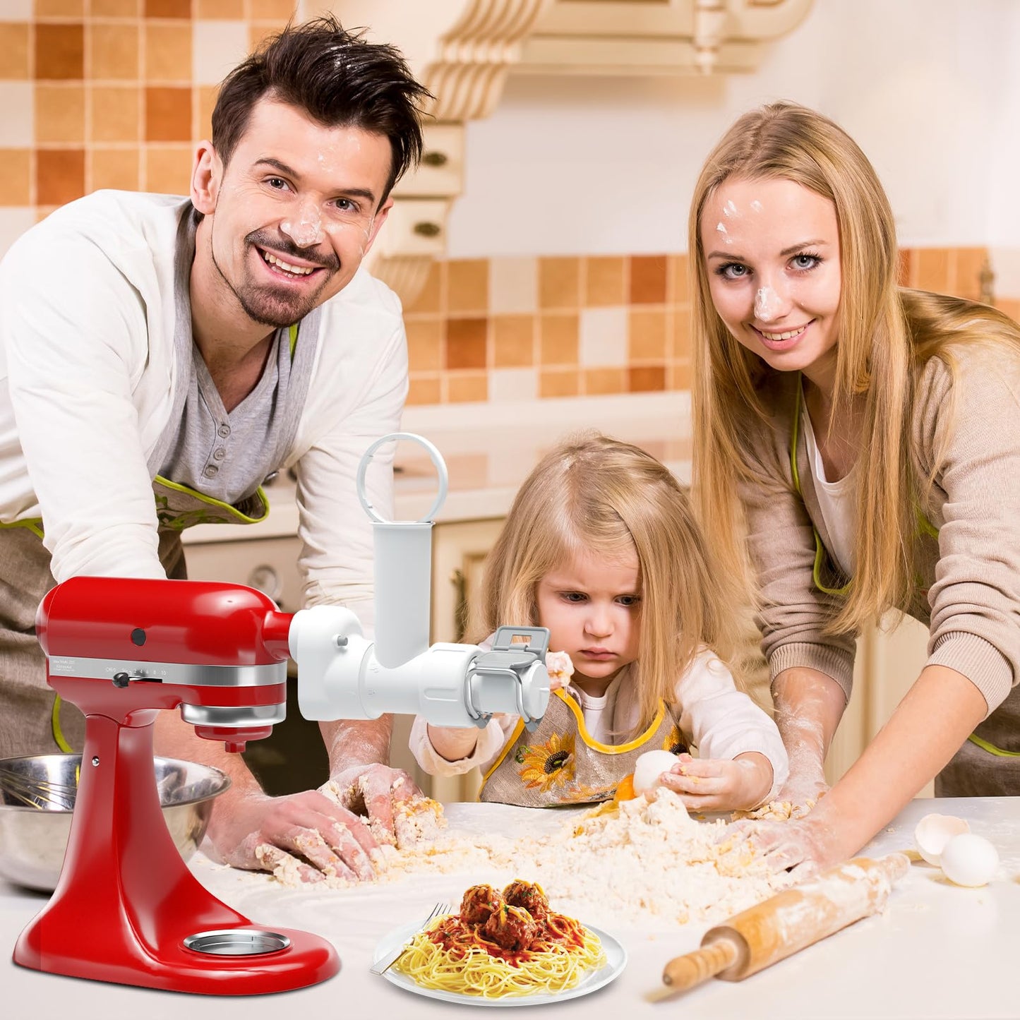 Accesorio para Máquina de Pasta Kitchenaid Acero Inoxidable con Seis Formas de Salida, apto para Lavaplatos
