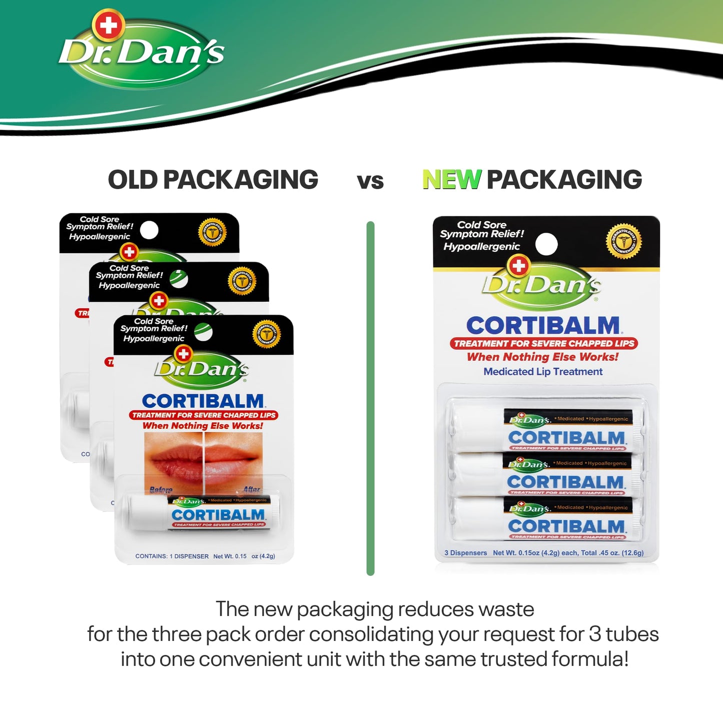 Bálsamo Labial Dr. Dans para Labios Agrietados Cortibalm 3 Piezas