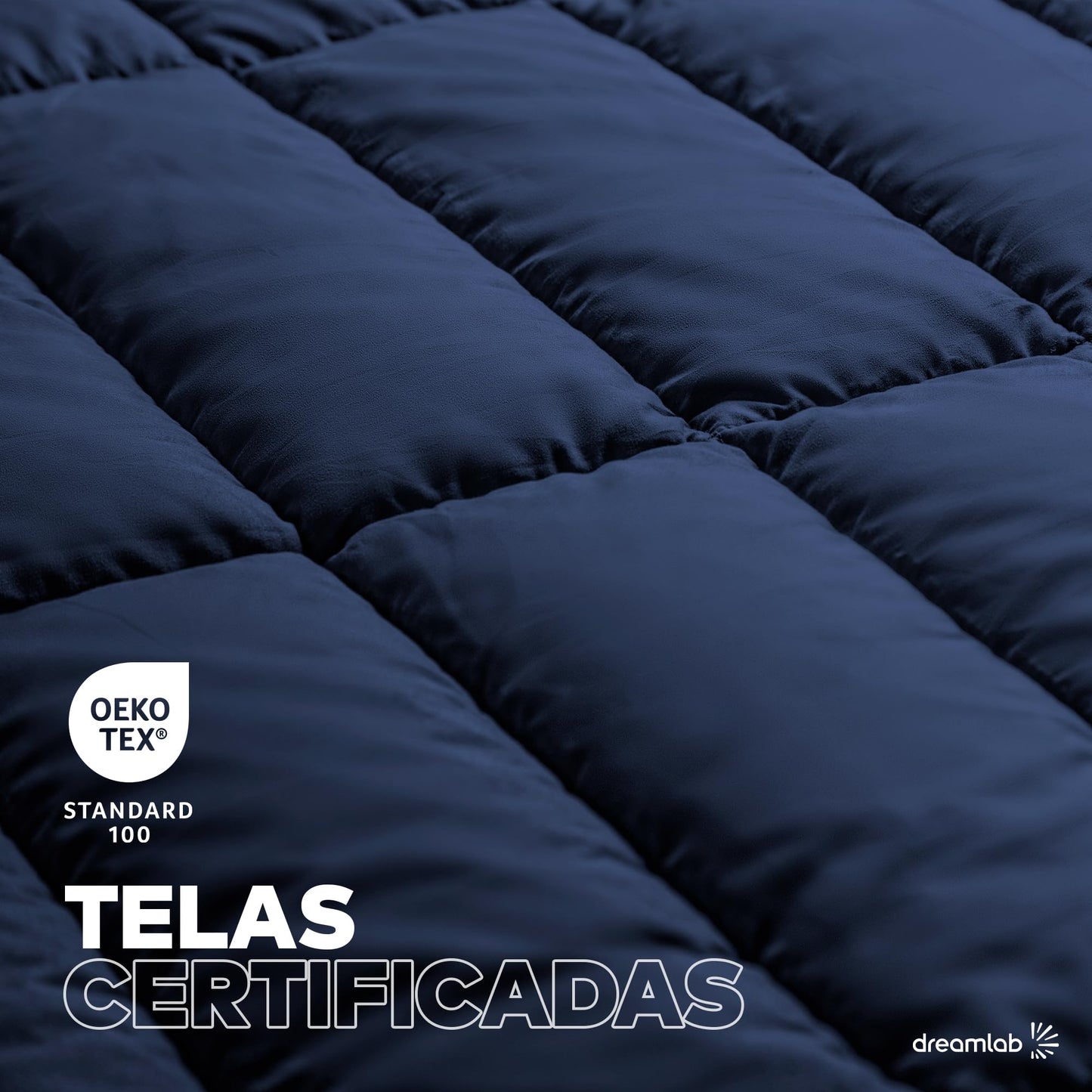 Dreamlab Edredón Acolchado para Toda Estación. Relleno de Microfibras Recubiertas con Gel. Lavado a Máquina. Usar como Edredón o con Funda Duvet. Hipoalergénico. (Azul Marino, Individual 162 x 223cm)