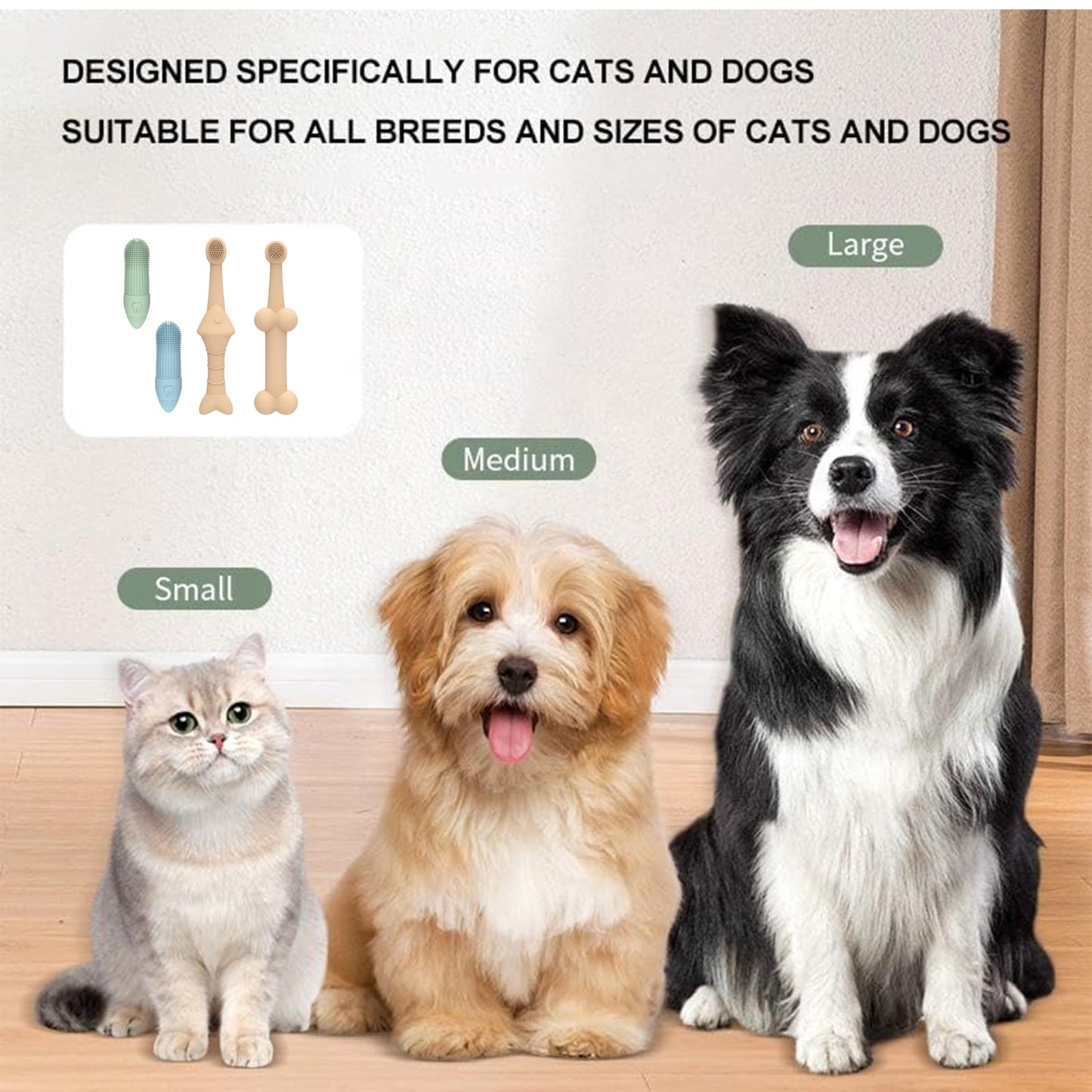 Kit Cepillos Dentales Mascotas - Pack 4 Unidades, Cerdas Suaves para Cuidado Bucal de Mascotas