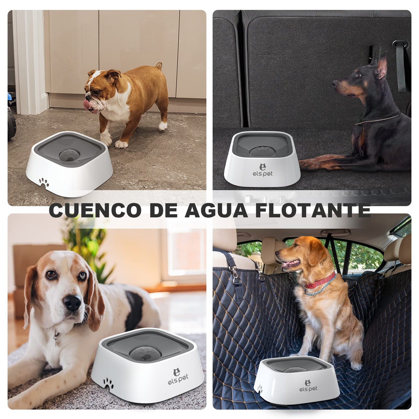 ELS PET Cuenco para Perros sin derrames, Cuenco de Agua para Mascotas, sin Goteo, alimentador de Agua Lenta para Gatos, dispensador de Agua para Mascotas, Cuenco de Agua de Viaje de 35 onzas