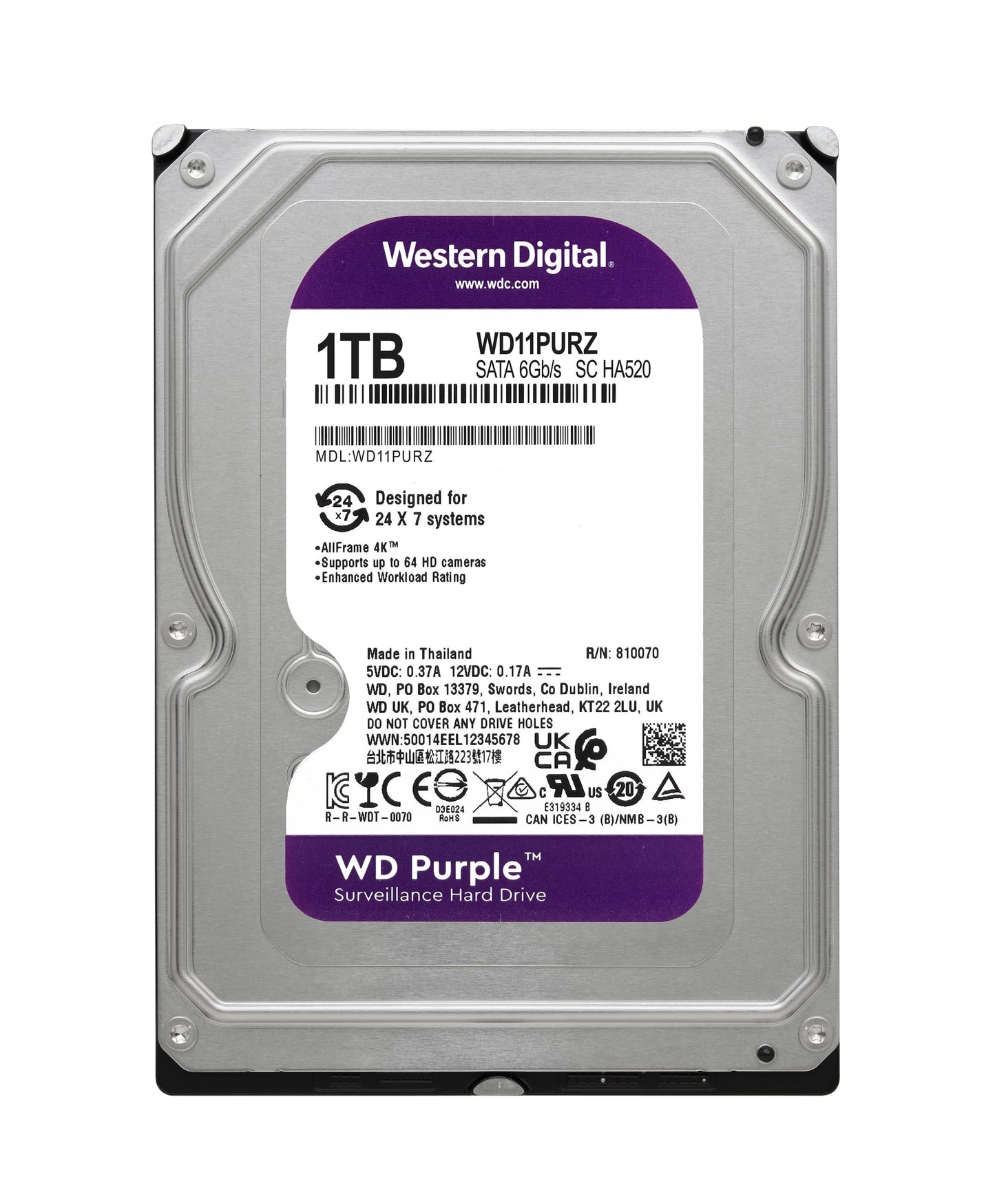 Disco Duro Interno Western Digital WD Purple 1TB SATA Videovigilancia