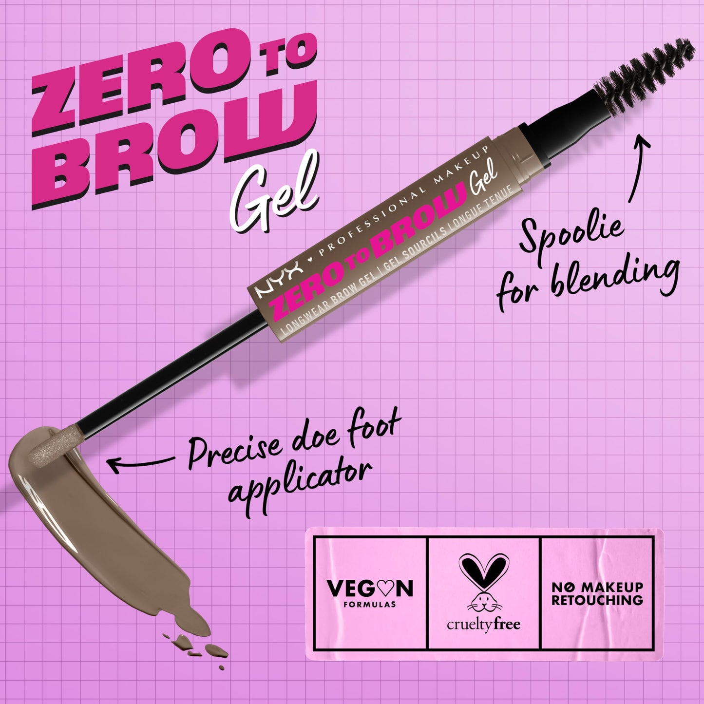 NYX Professional Makeup, Zero To Brow, Gel de Cejas con Color, Tono Ash Brown