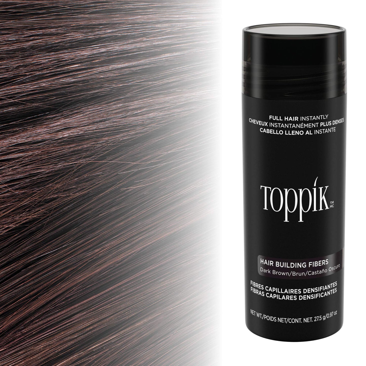 TOPPIK Fibras de construcción de pelo, Café Oscuro, 1.94 oz.