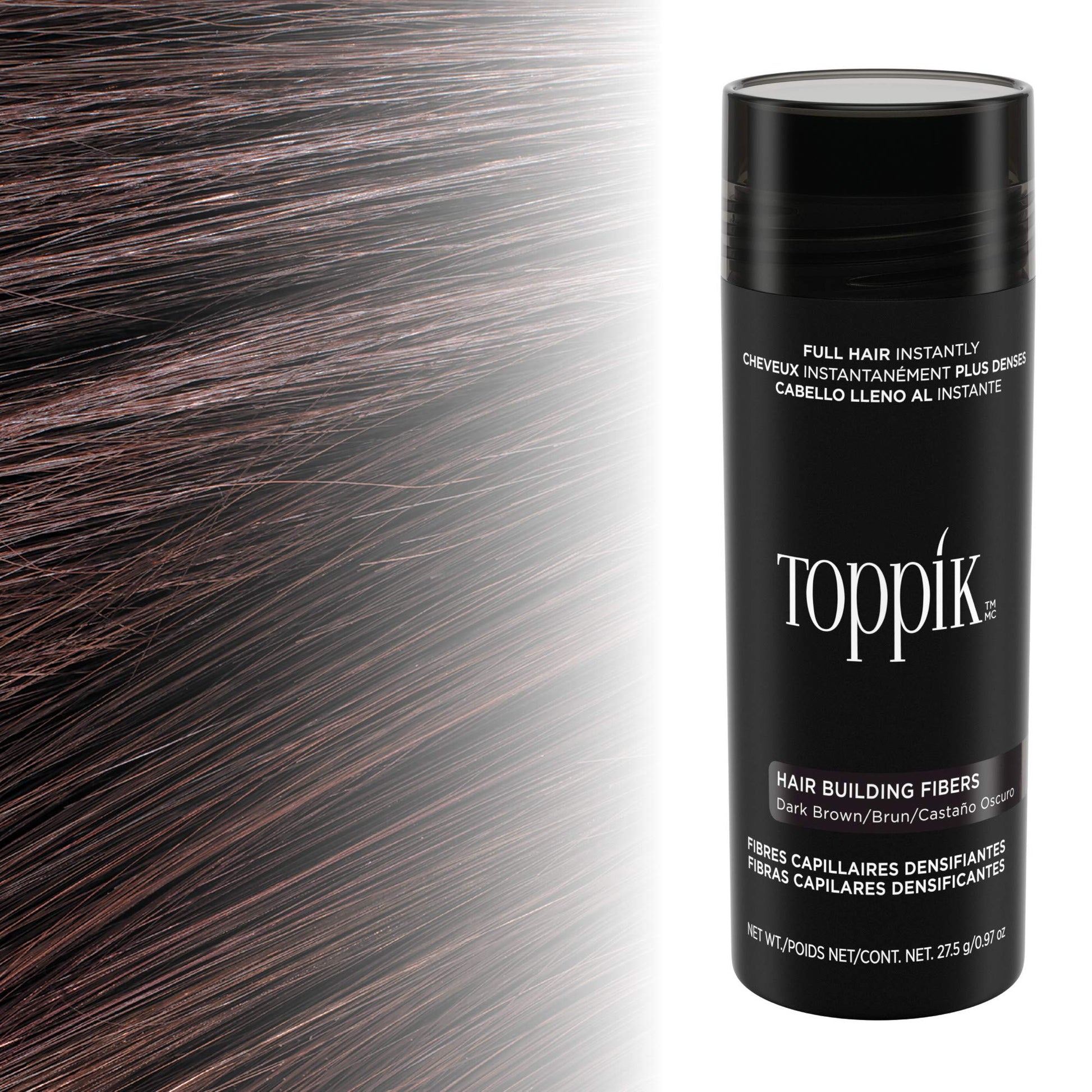 TOPPIK Fibras de construcción de pelo, Café Oscuro, 1.94 oz.