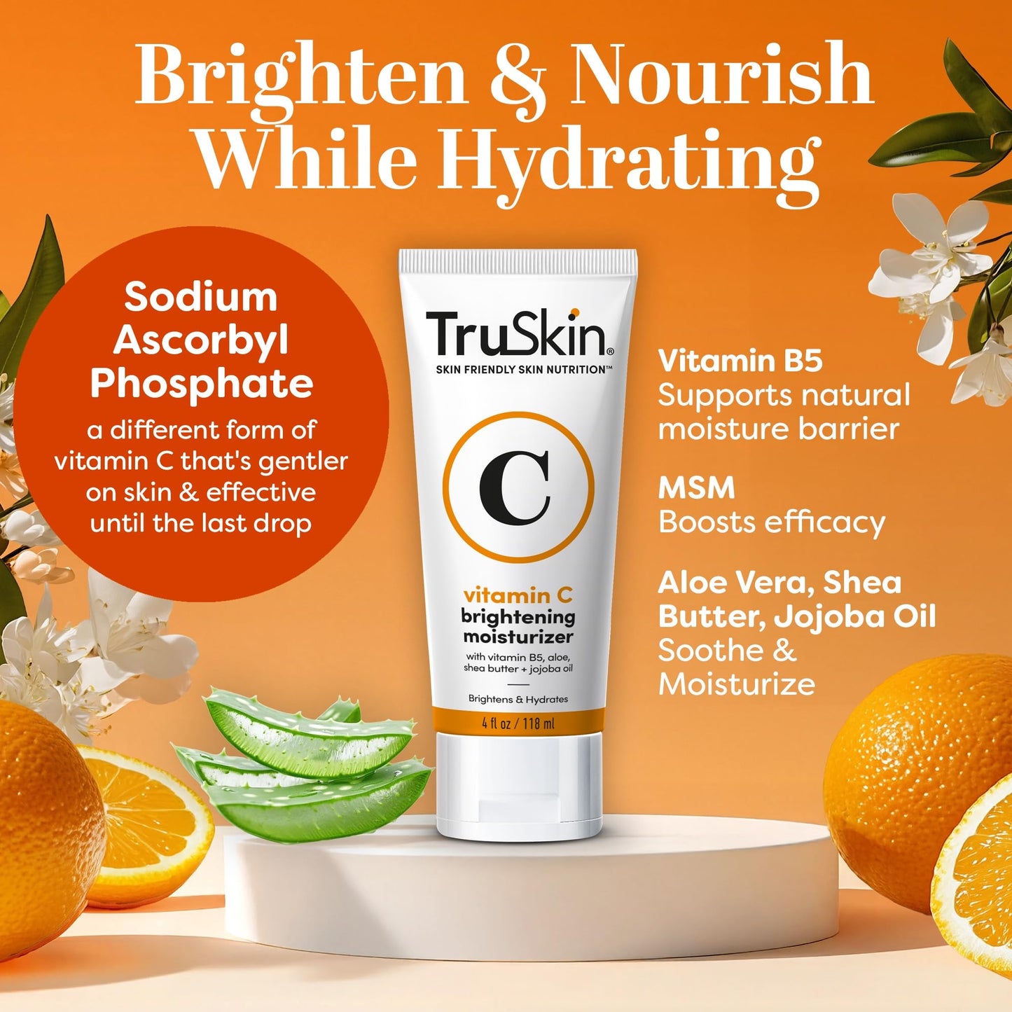 Crema Hidratante Facial con Vitamina C 4 oz para Arrugas y Manchas de Edad