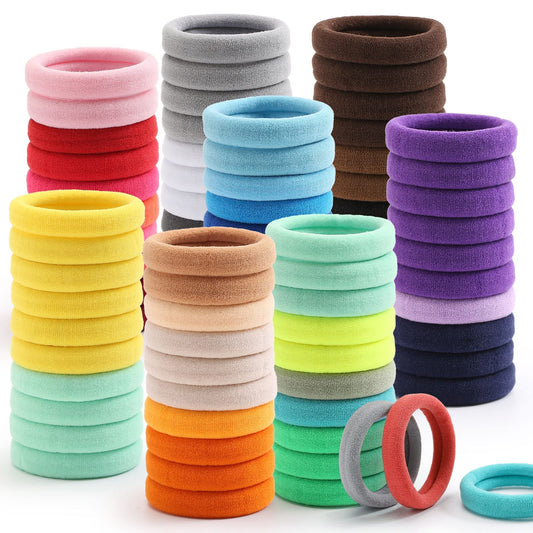 Set de 100 Scrunchies de Algodón para Cabello - Accesorios Elásticos y Coloridos para Coletas y Peinados de Mujer y Niña