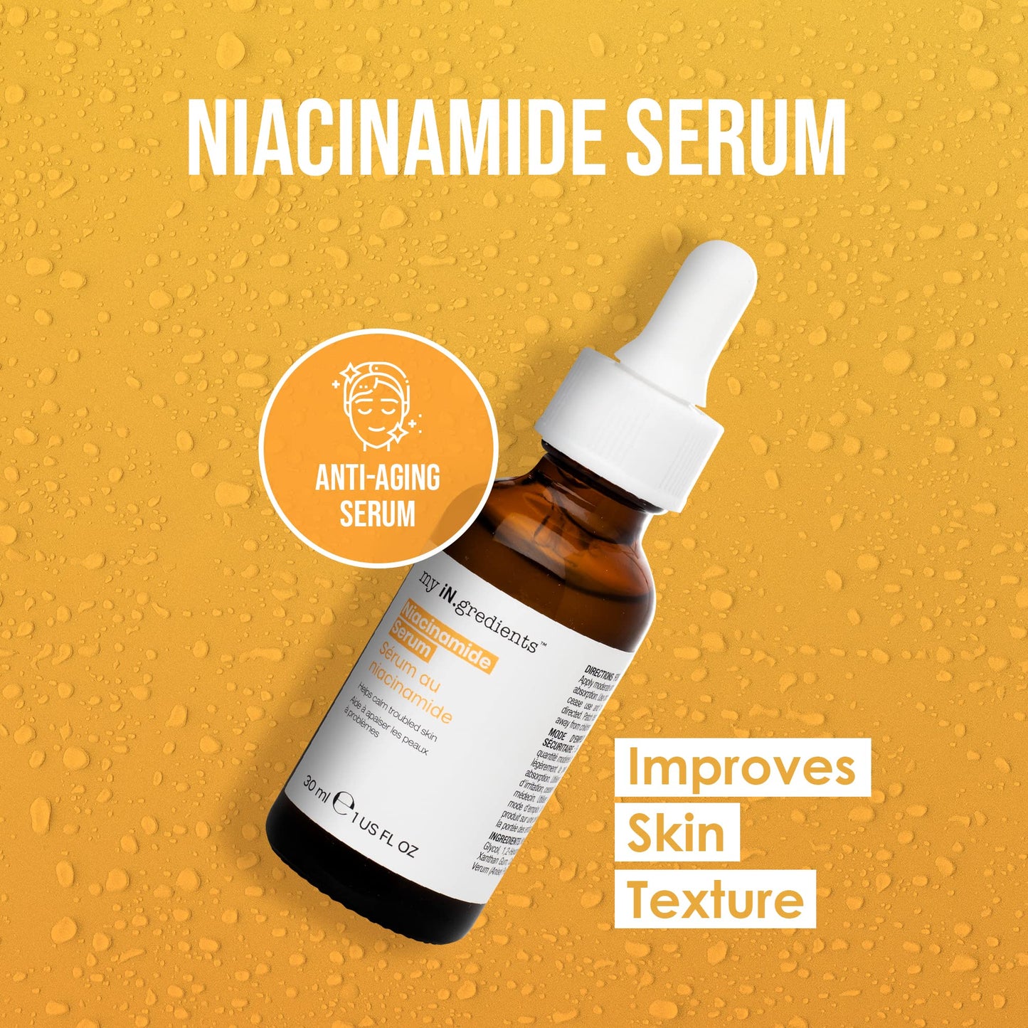 MY INGREDIENTS, Sérum de Niacinamida, Reduce la Apariencia de los Poros Grandes, Protege la Piel, 30 ml