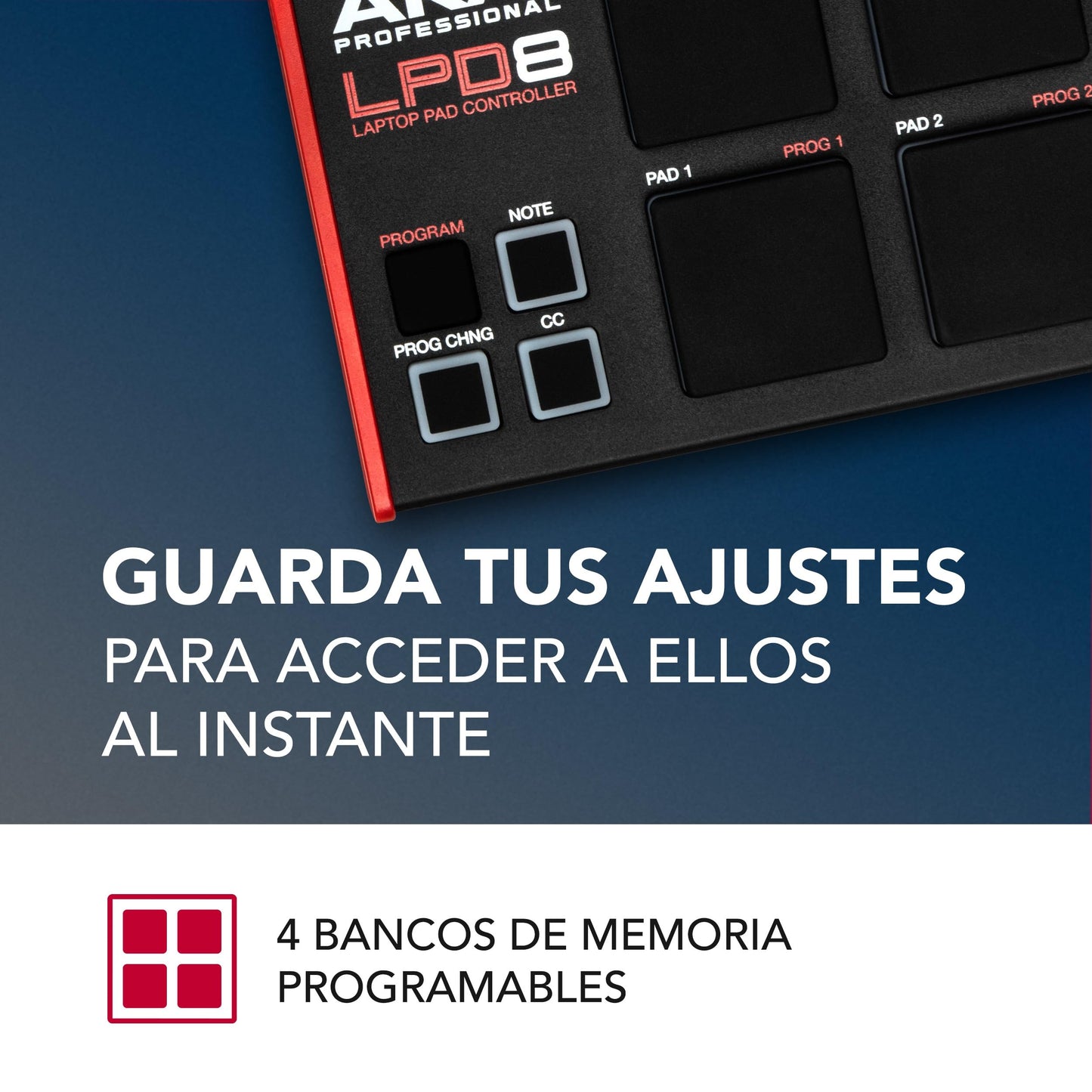 AKAI Professional LPD8 - Controlador MIDI USB con 8 drum pads MPC sensibles para Mac y PC, 8 perillas asignables y software de producción musical