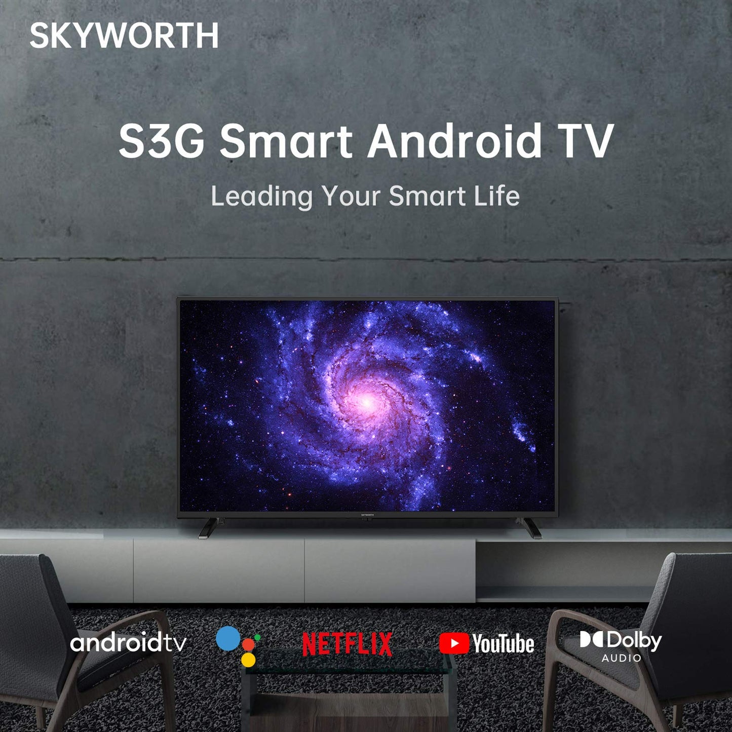 Skyworth Smart TV de 32 Pulgadas, Roku Google TV 720P con Chromecast Integrado, Android LED TV para recámara - S3G