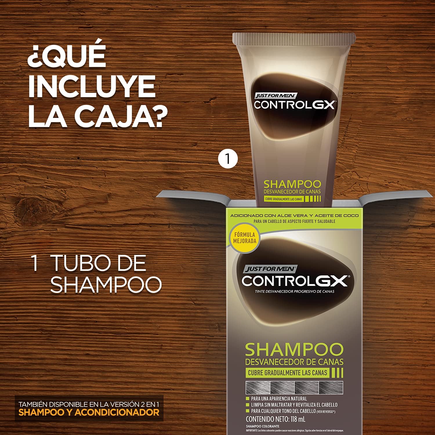 Just for Men Control Gx Shampoo Desvanecedor Progresivo De Canas, 118ml