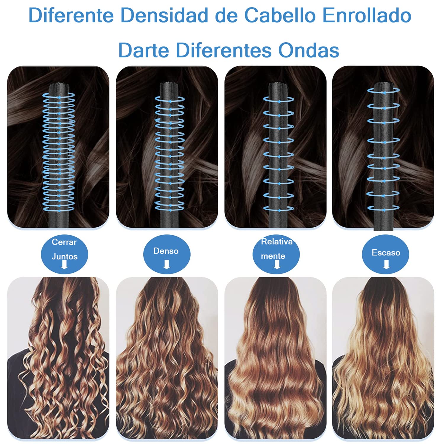 Rizos Sin Calor para Onda Natural, Rizadores de Cabello Sin Calor con Pinzas para el Cabello y Coletero para Cabello Largo, Kit de Herramientas para Peinar el Cabello de Seda Suave, Sin Daños, Sin Calor (Negro)