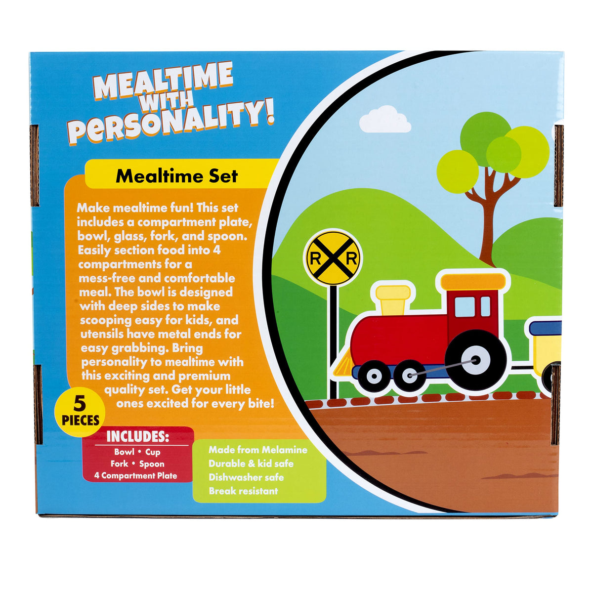 Bentology - Juego de vajilla infantil de 5 piezas, diseño de motor de tren